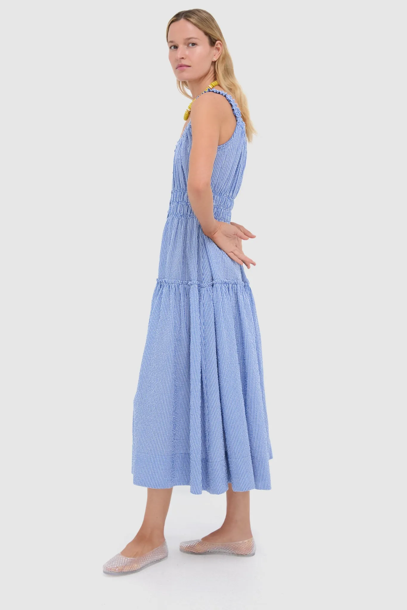 Blue and White Gingham Seersucker Landis Maxi Dress sold by Tuckernuck product image thumbnail 4