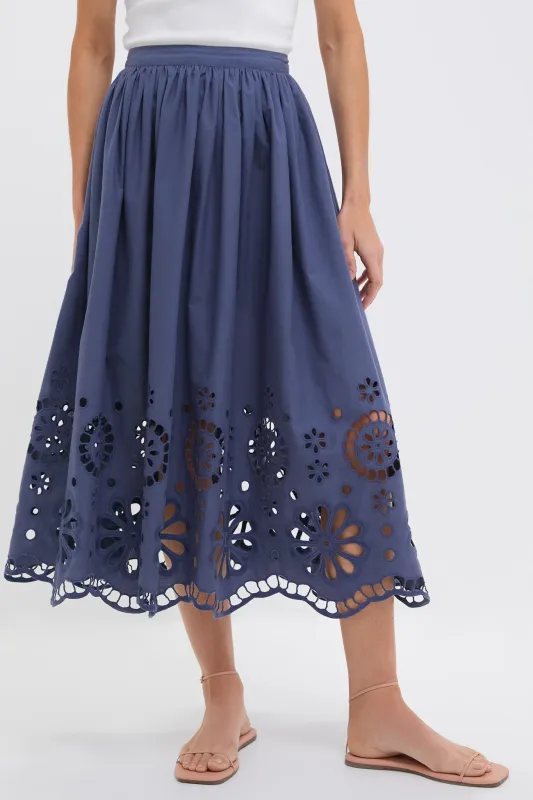 Vintage Blue The Super Bloom Eyelet Skirt sold by Tuckernuck
