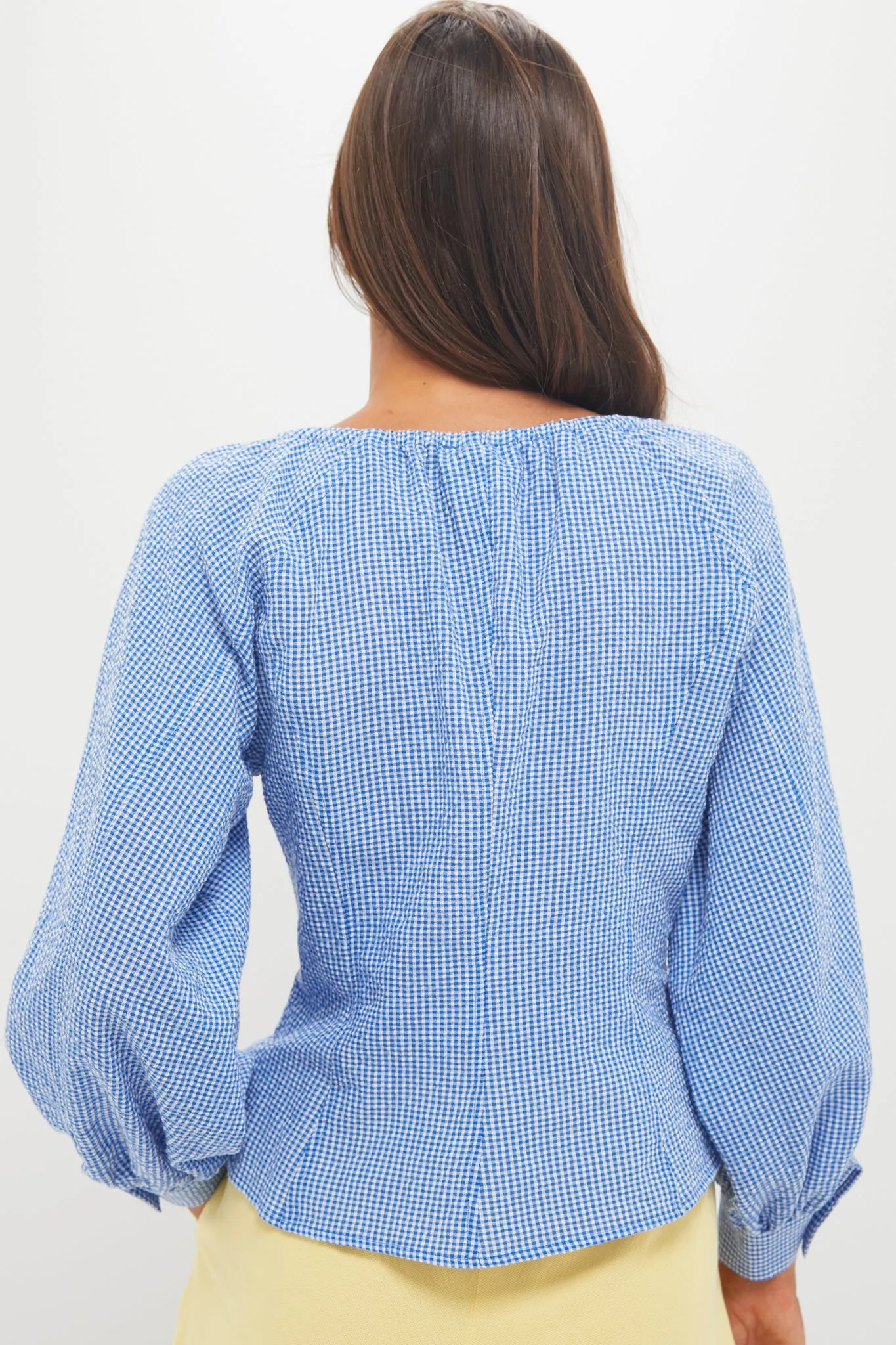 Blue and White Gingham Seersucker Quinn Blouse sold by Tuckernuck product image thumbnail 4