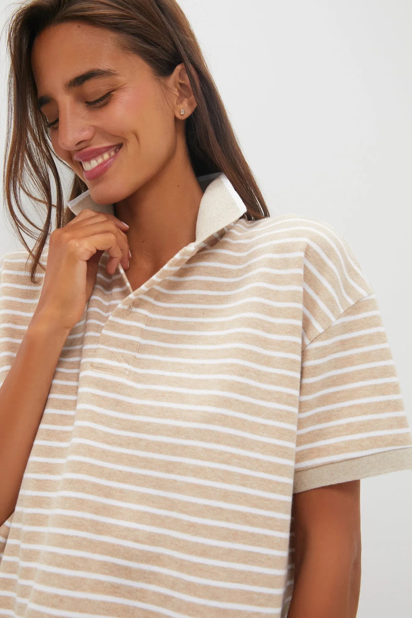 Tan and White Striped Holmes Polo sold by Tuckernuck product image thumbnail 5