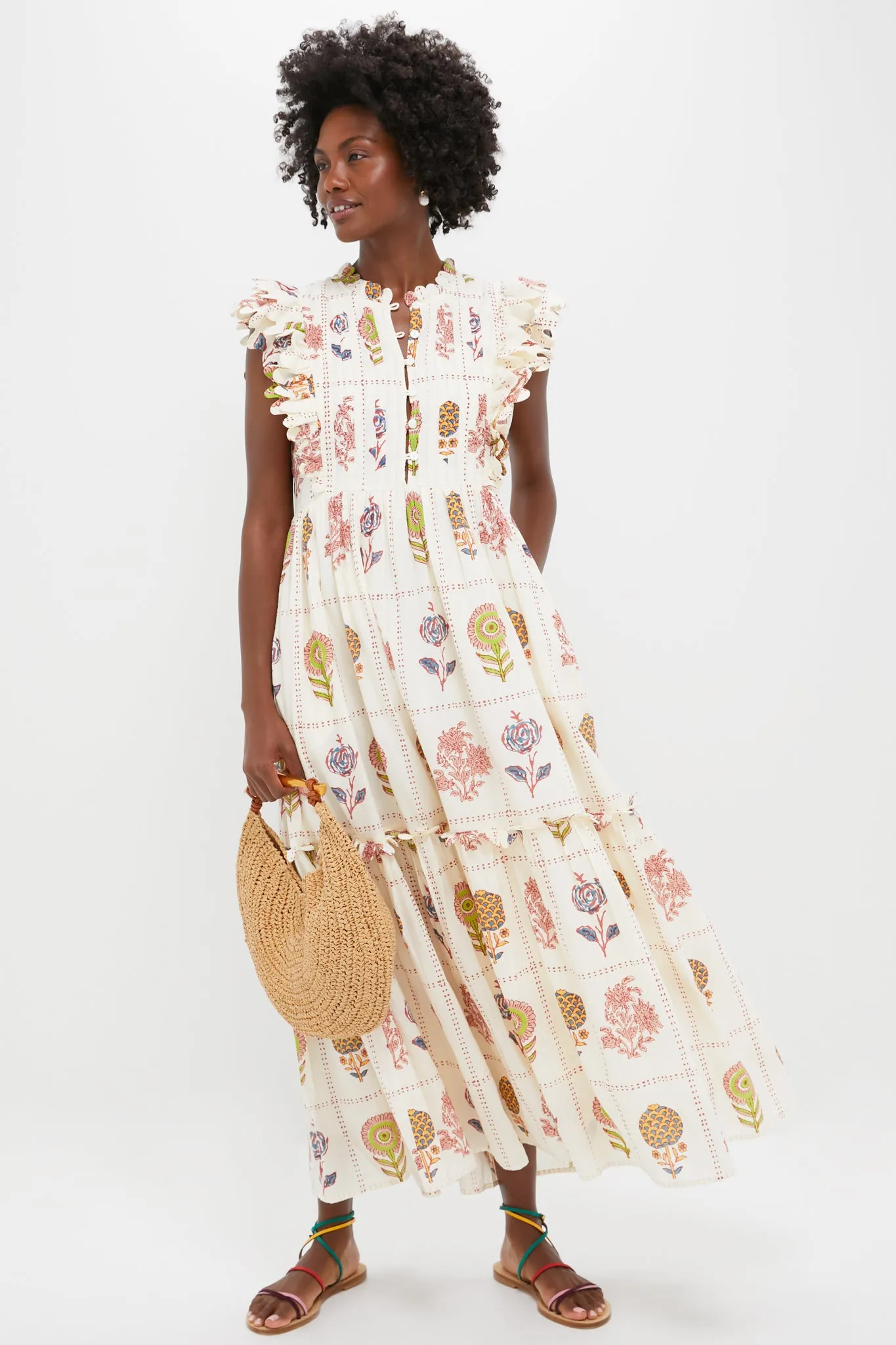 Taormina Cream Scallop Pintuck Maxi Dress sold by Tuckernuck product image thumbnail 2