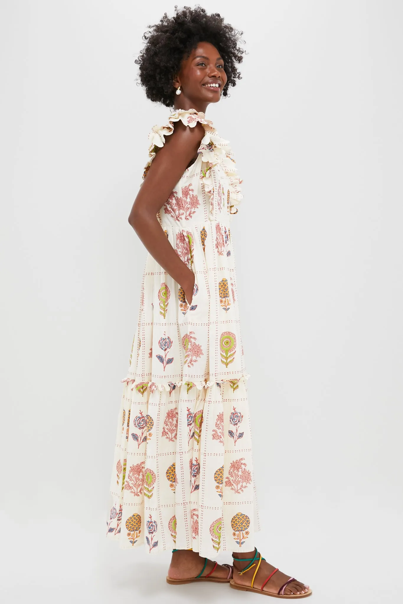 Taormina Cream Scallop Pintuck Maxi Dress sold by Tuckernuck product image thumbnail 3