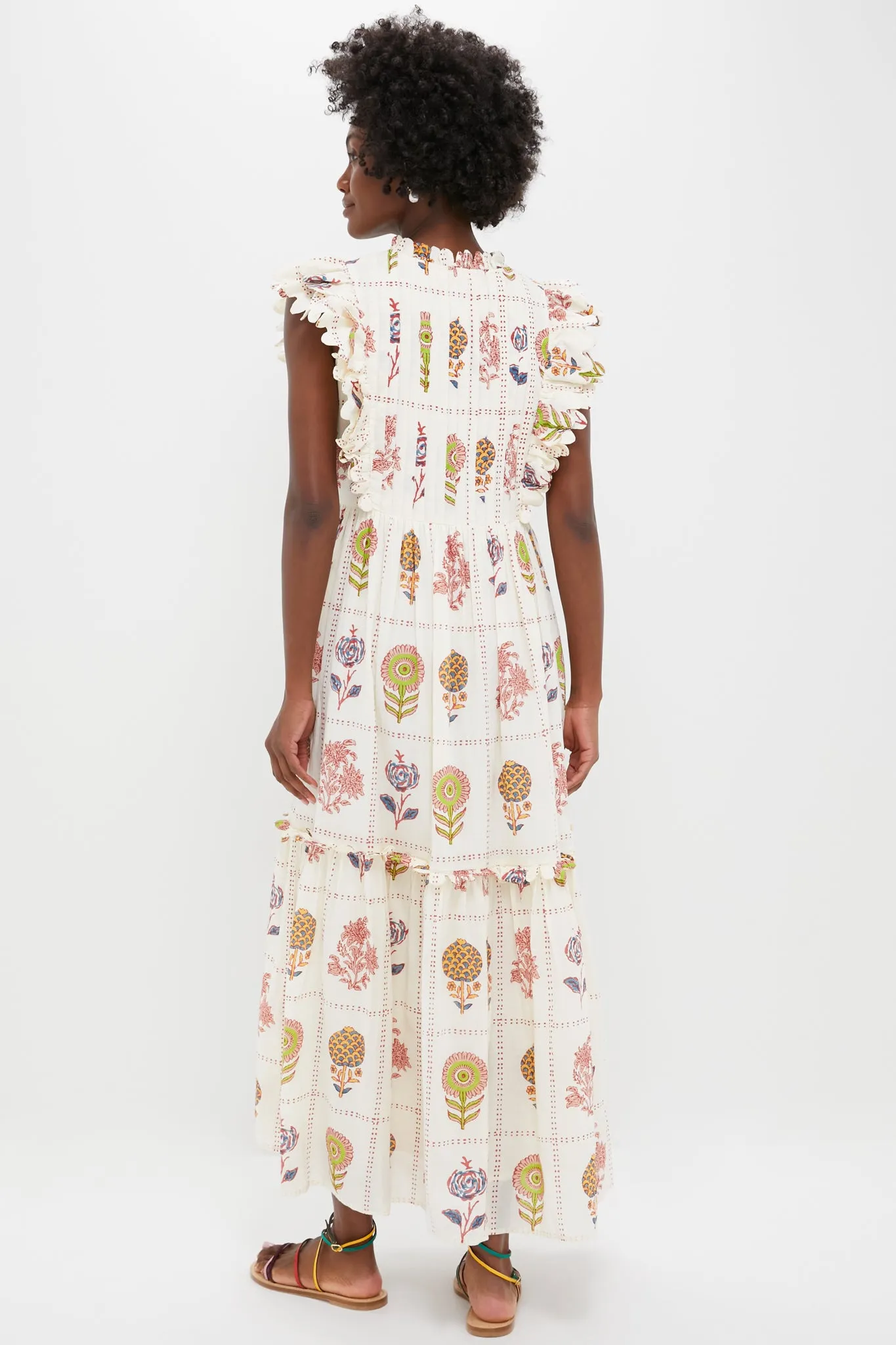 Taormina Cream Scallop Pintuck Maxi Dress sold by Tuckernuck product image thumbnail 4