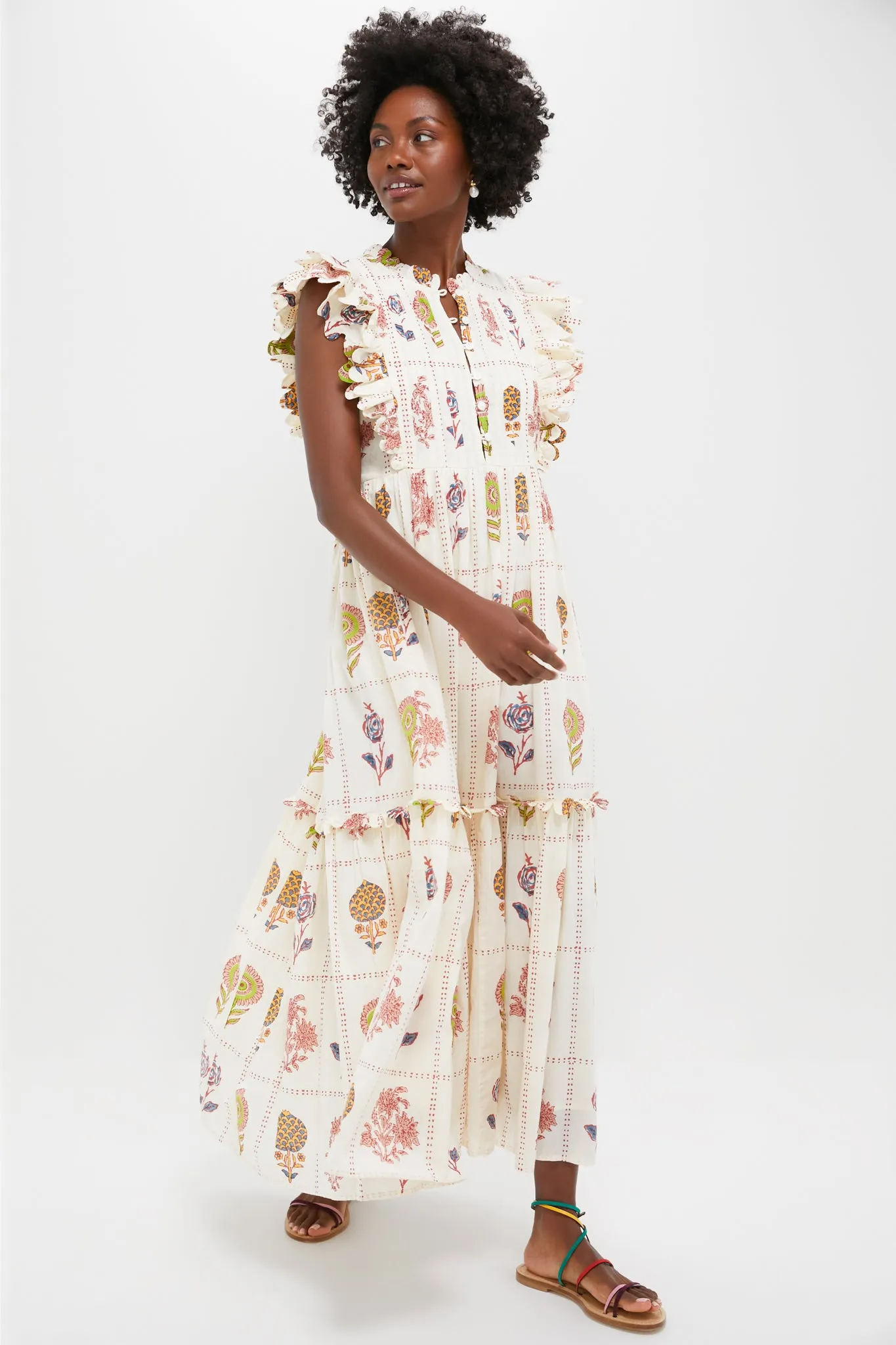 Taormina Cream Scallop Pintuck Maxi Dress sold by Tuckernuck