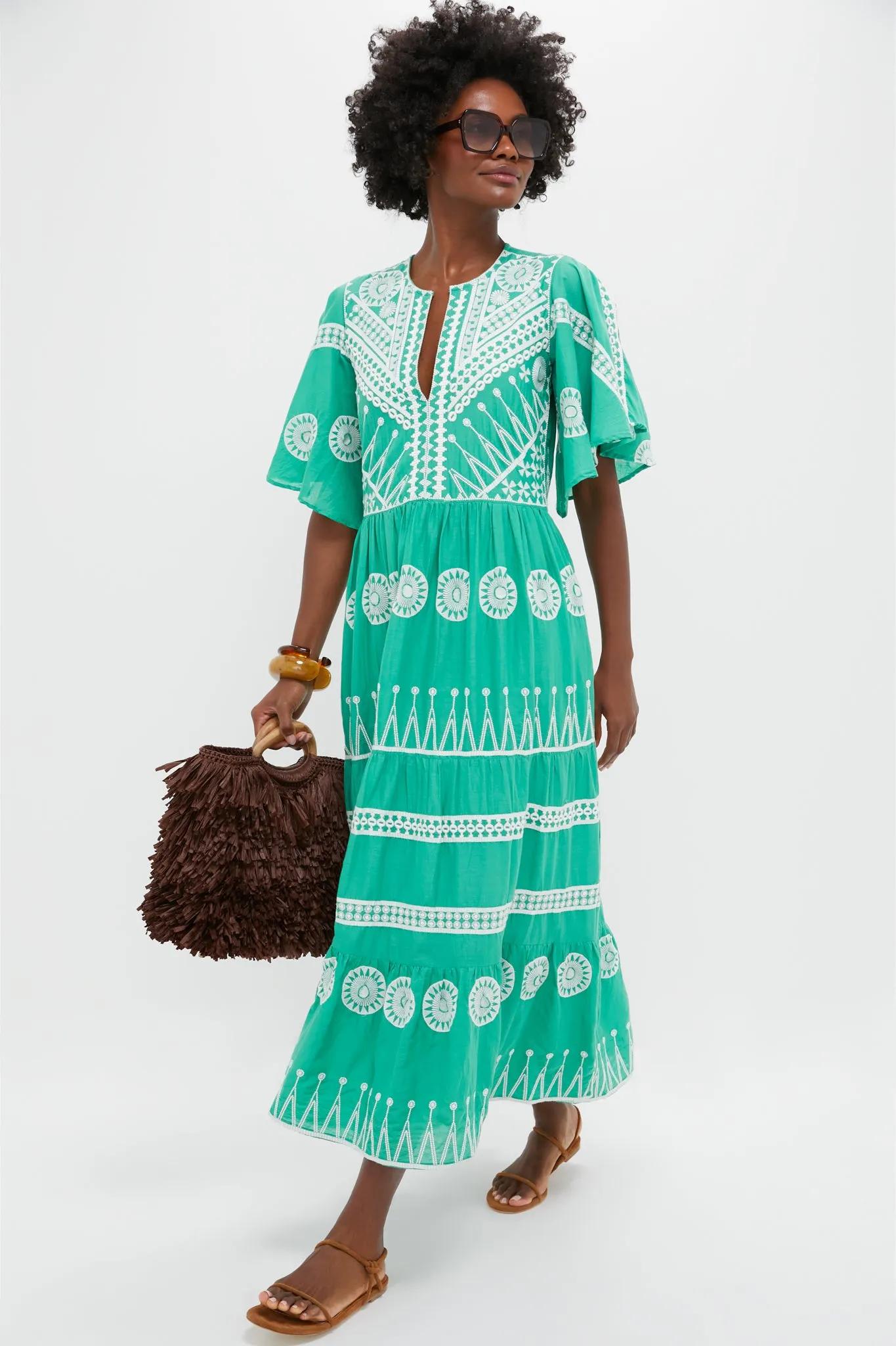Soleil Sage Flirty V-Neck Maxi Dress sold by Tuckernuck product image thumbnail 2