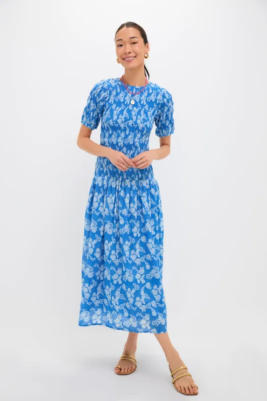Pretoria Blue Smocked Drop Waist Maxi Dress sold by Tuckernuck