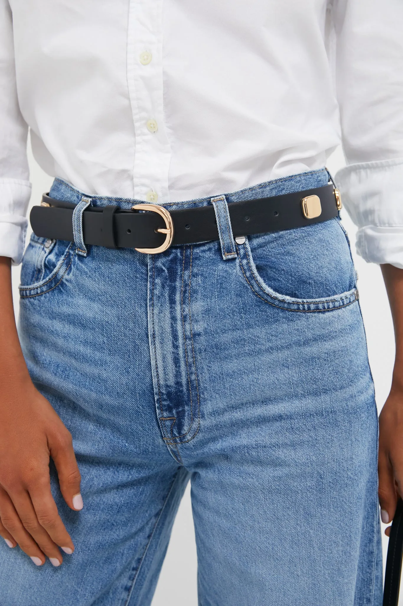 Black and Gold Flat Studded Belt sold by Tuckernuck product image thumbnail 2