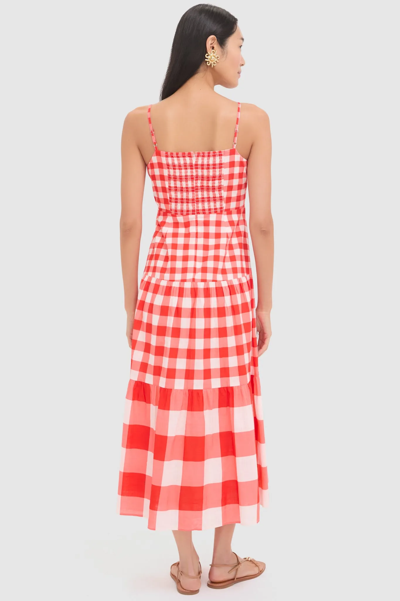 Red Gingham and Shell Taylor Midi Dress sold by Tuckernuck product image thumbnail 4