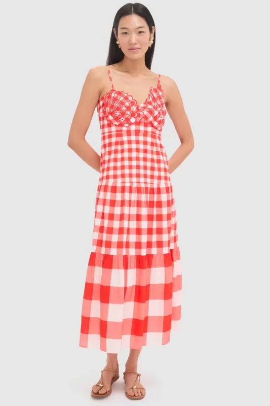 Red Gingham and Shell Taylor Midi Dress sold by Tuckernuck