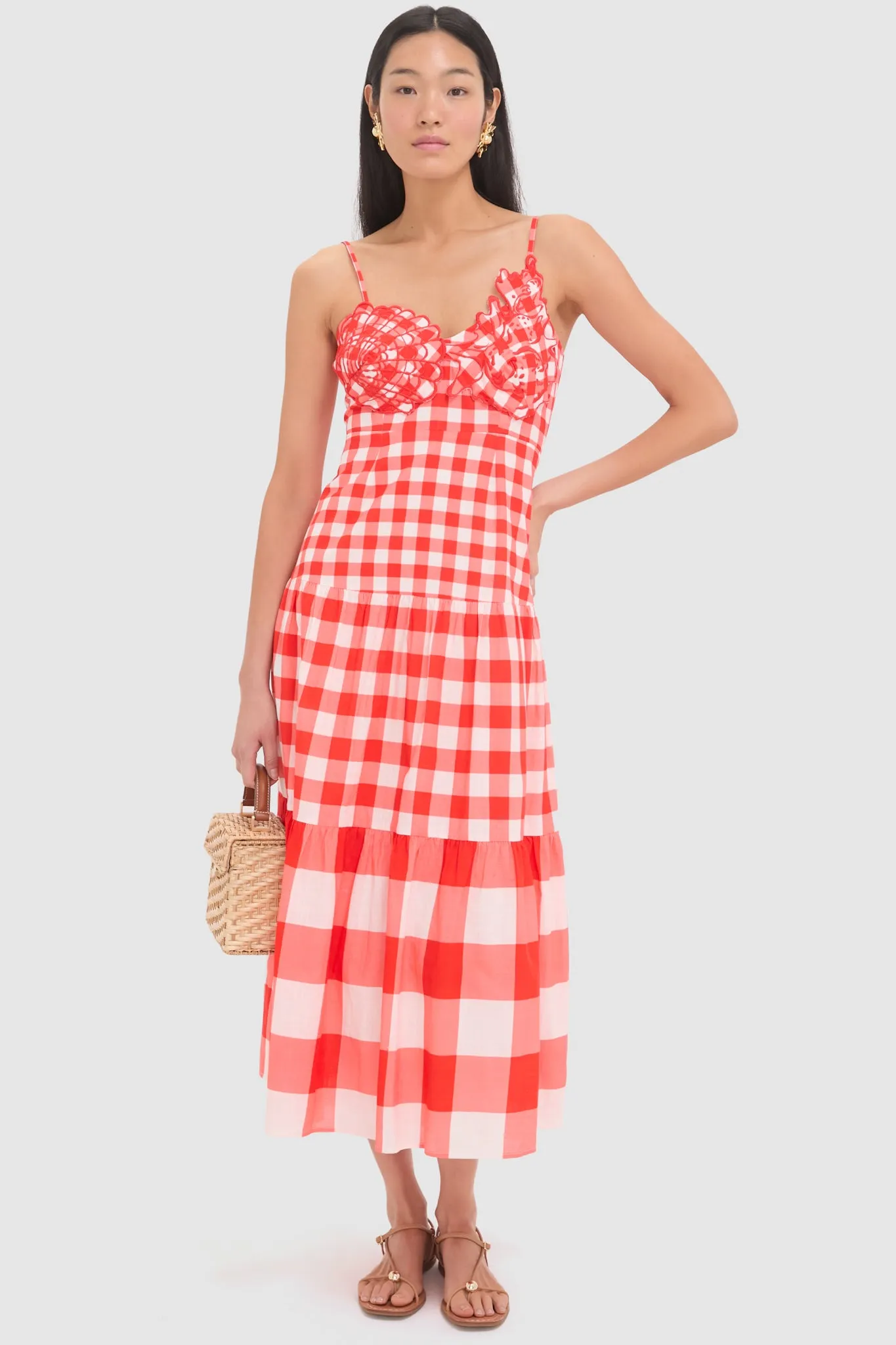 Red Gingham and Shell Taylor Midi Dress sold by Tuckernuck product image thumbnail 2
