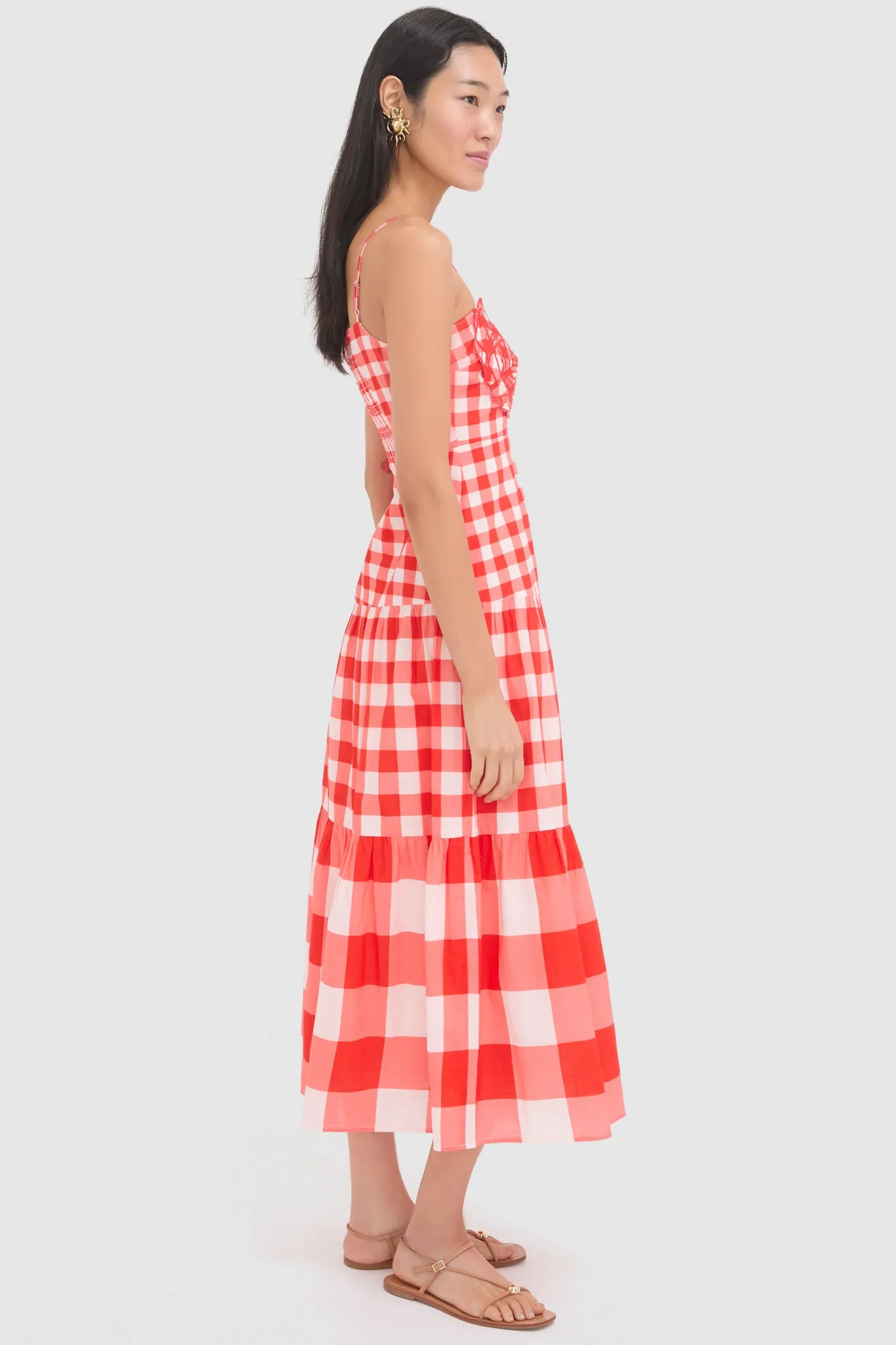 Red Gingham and Shell Taylor Midi Dress sold by Tuckernuck product image thumbnail 3