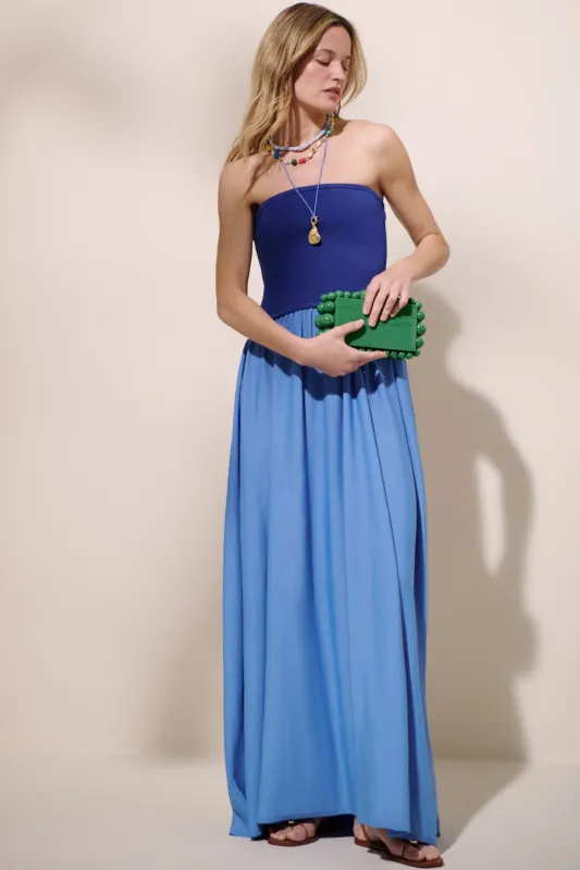 Maritime Navy and Marina Blue Strapless Soglio Dress sold by Tuckernuck