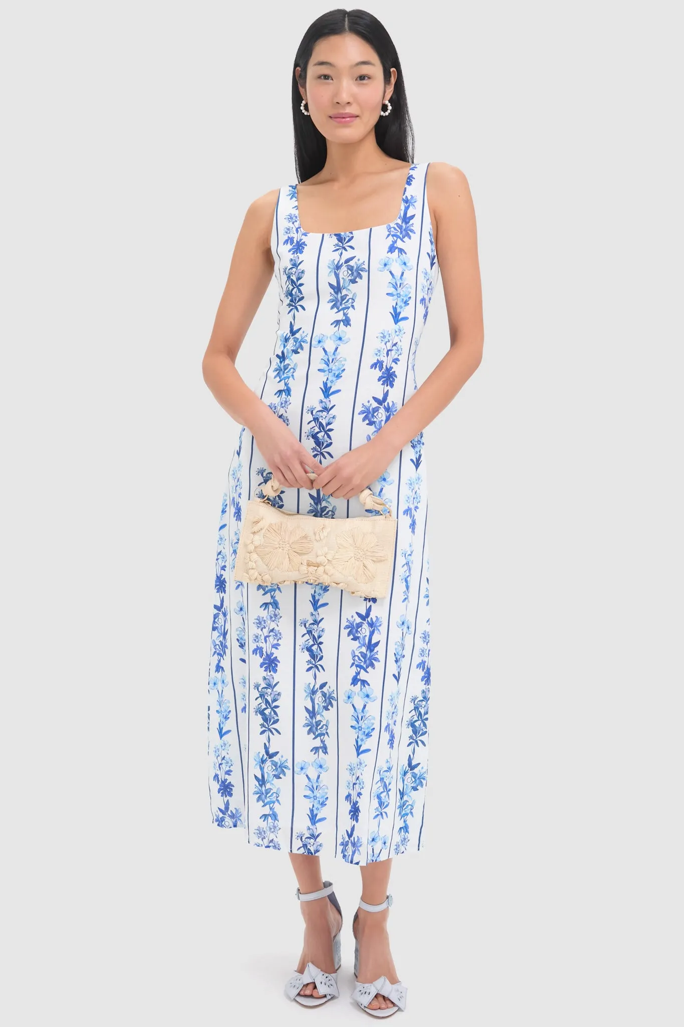 Blue Floral and Stripe Minnie Midi Dress sold by Tuckernuck product image thumbnail 2