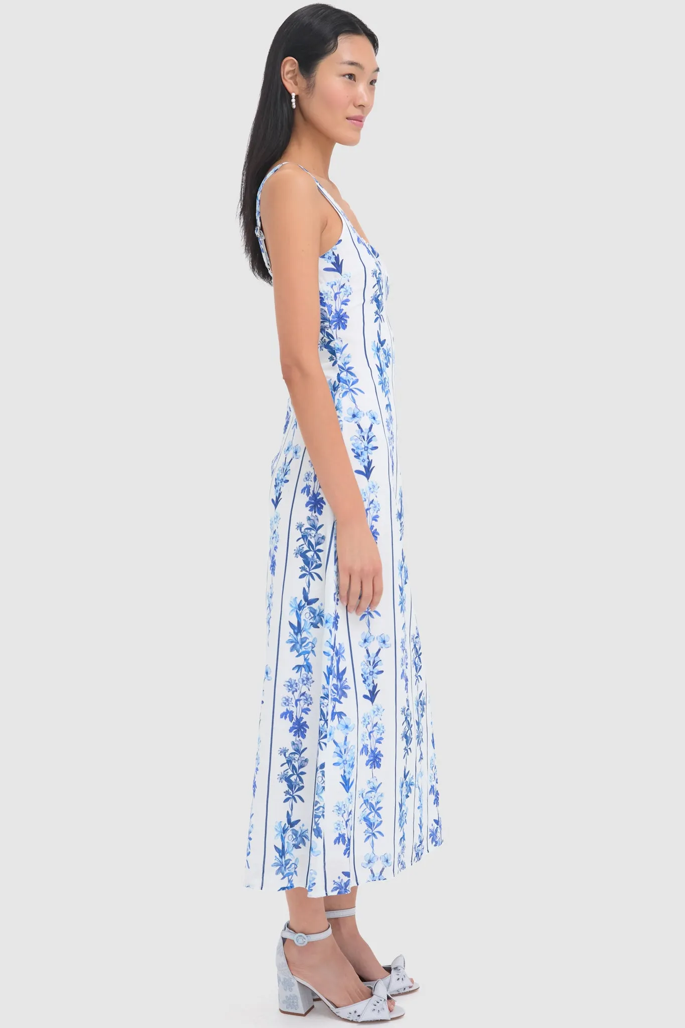 Blue Floral and Stripe Minnie Midi Dress sold by Tuckernuck product image thumbnail 3