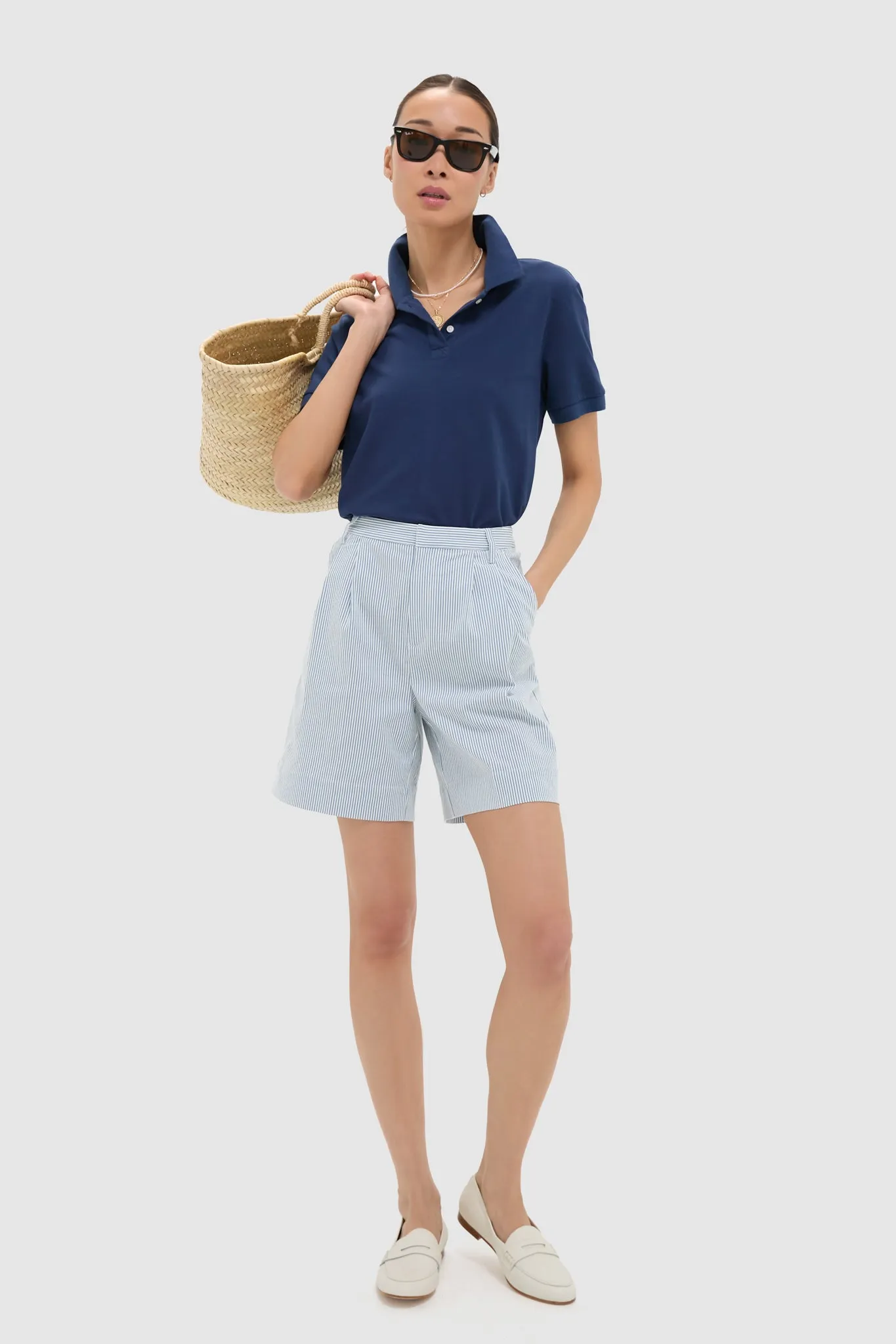 Blue Stretched Stripe Bedford Cord Felix Short sold by Tuckernuck