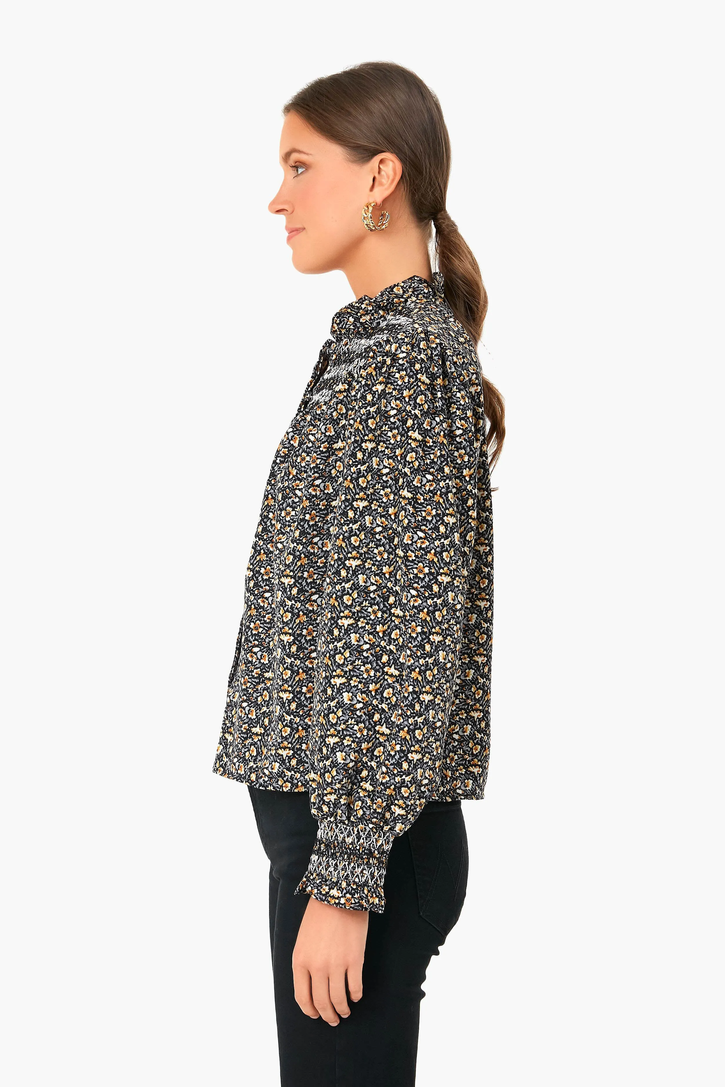 Black Floral Long Sleeve Nicole Shirt sold by Tuckernuck product image thumbnail 3