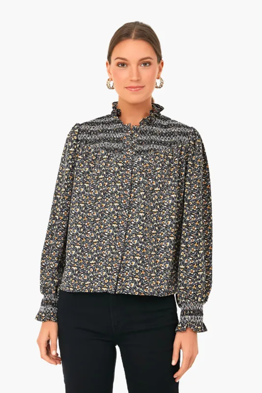 Black Floral Long Sleeve Nicole Shirt sold by Tuckernuck