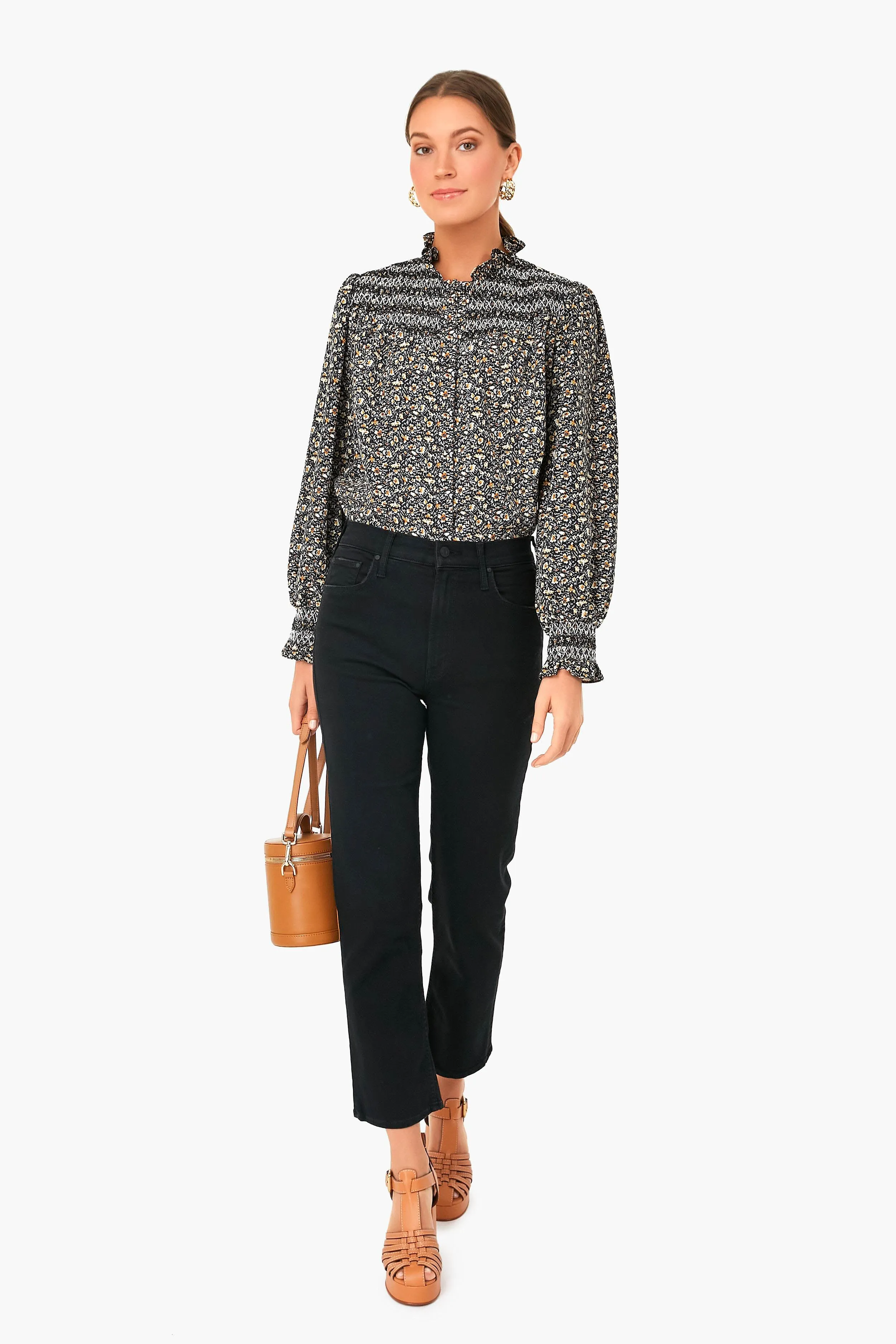 Black Floral Long Sleeve Nicole Shirt sold by Tuckernuck product image thumbnail 2