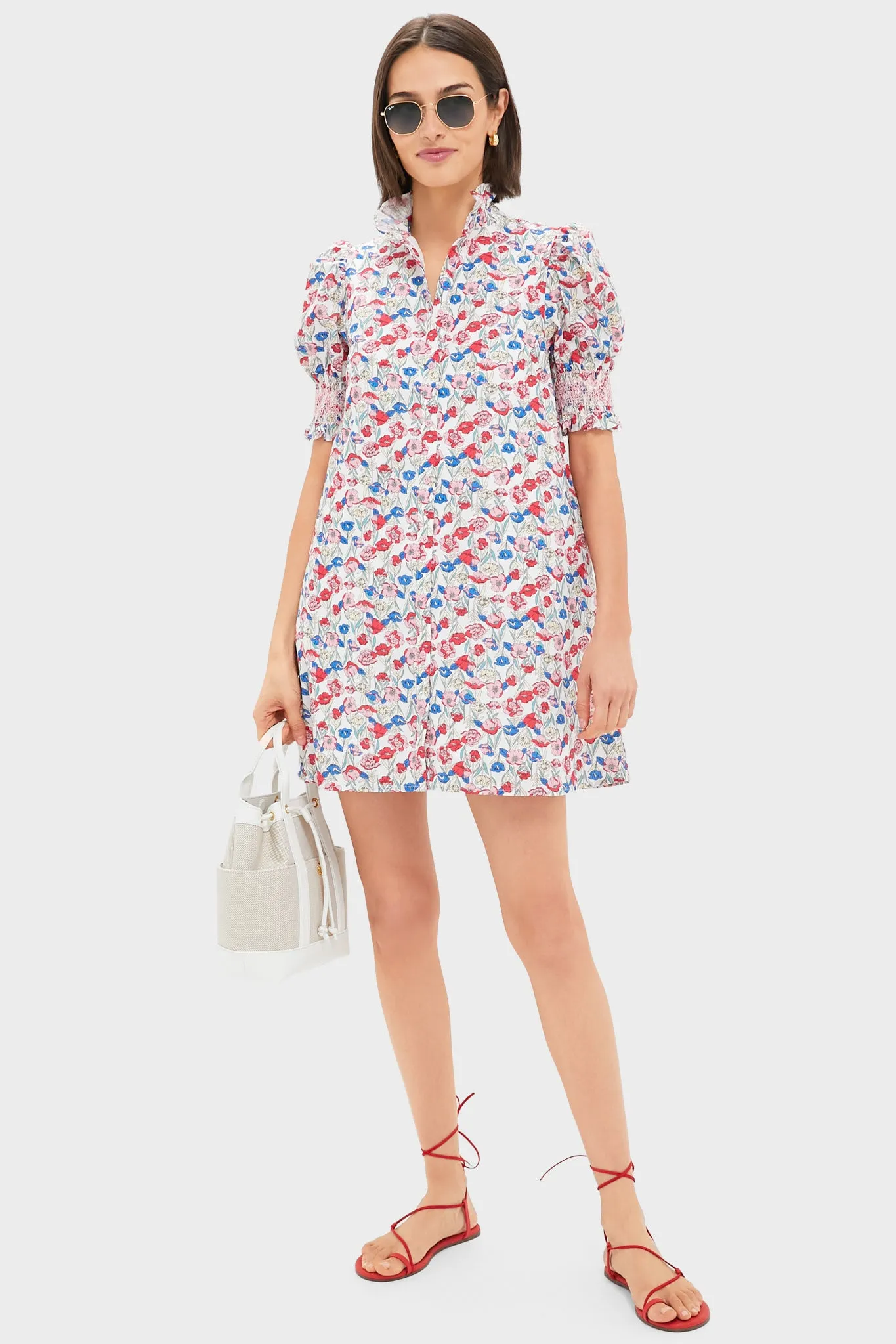 Red & Blue Clover Floral Mini Lou Lou Dress sold by Tuckernuck product image thumbnail 3