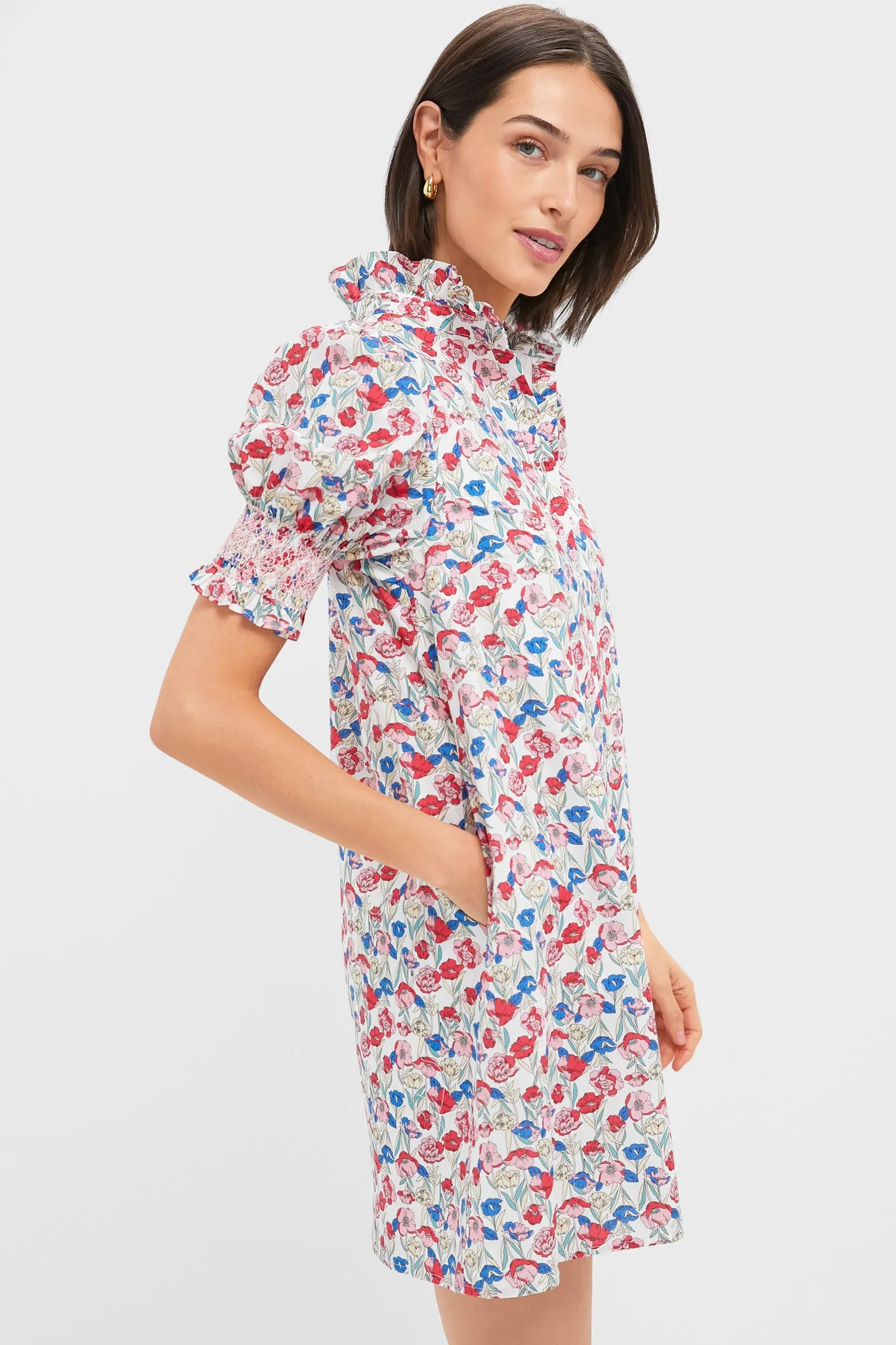 Red & Blue Clover Floral Mini Lou Lou Dress sold by Tuckernuck product image thumbnail 4