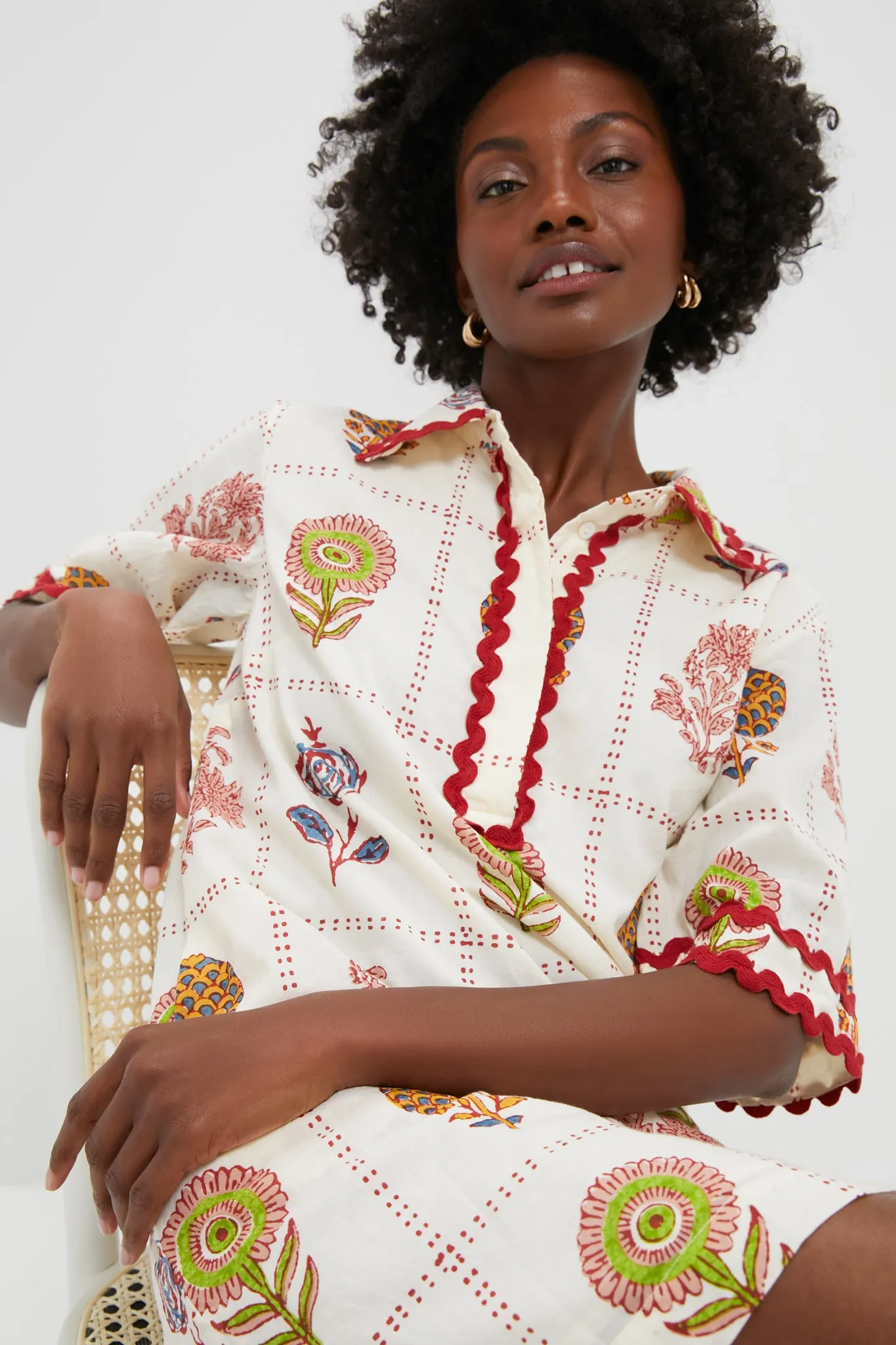 Taormina Cream Collared Mini Shirt Dress sold by Tuckernuck product image thumbnail 5