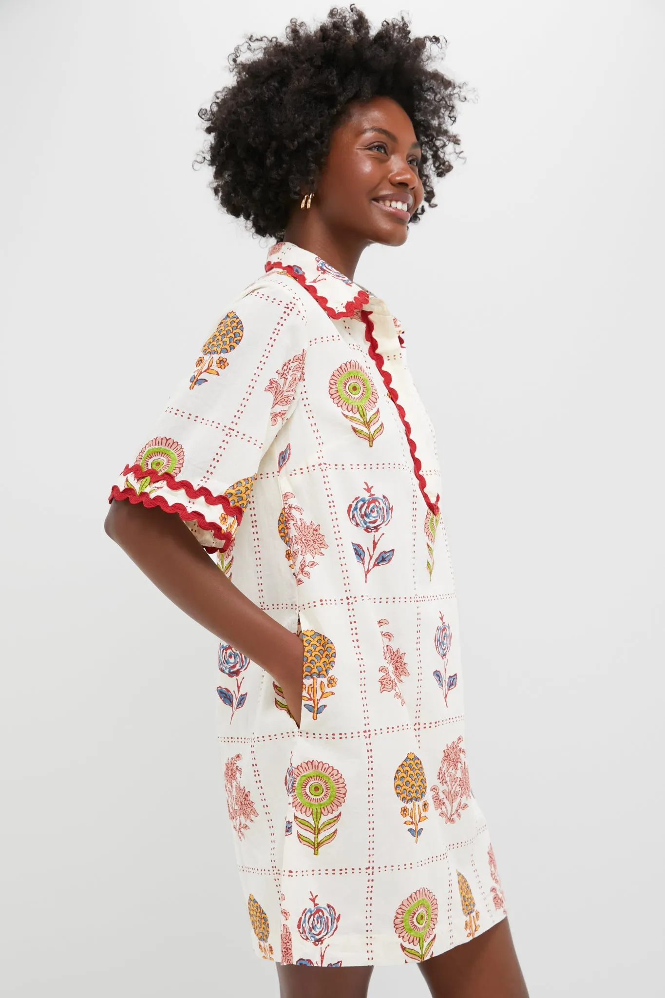 Taormina Cream Collared Mini Shirt Dress sold by Tuckernuck product image thumbnail 3