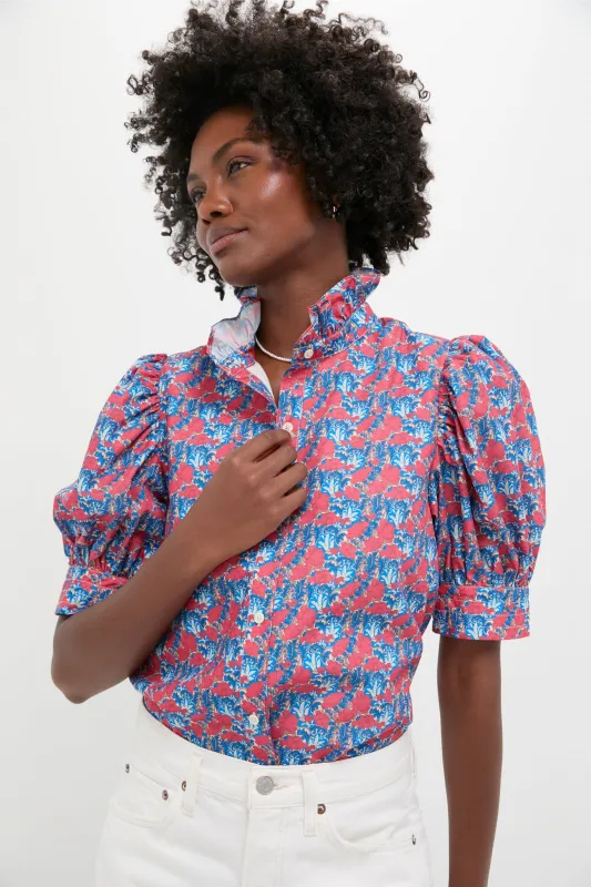 Red & Blue Floral Louisa Blouse sold by Tuckernuck