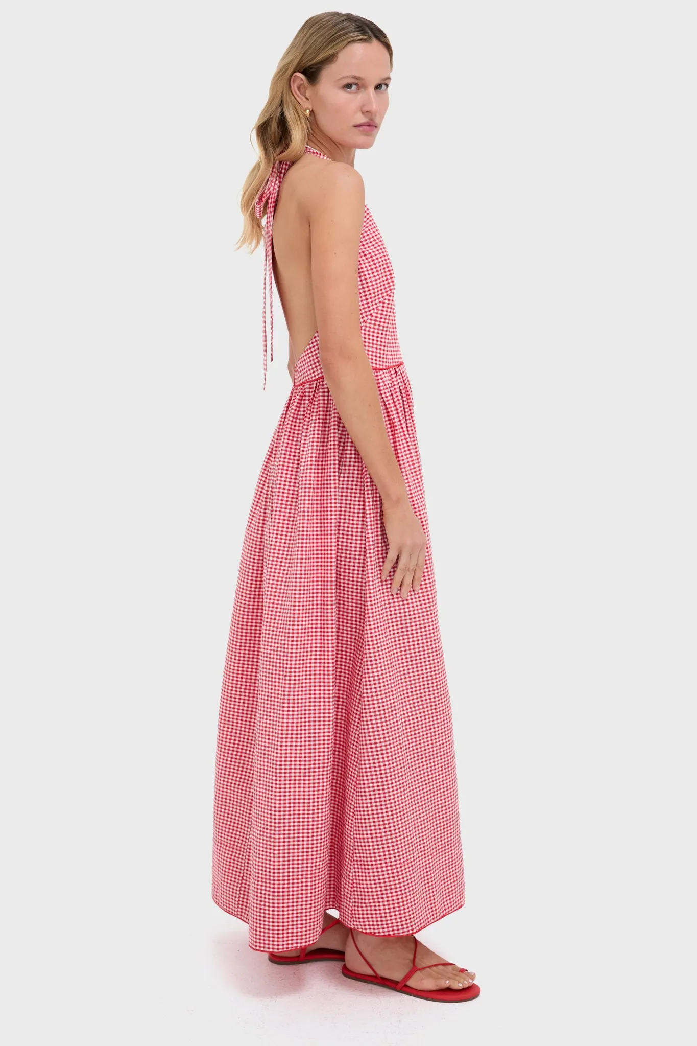 Red Gingham Halter Marcie Dress sold by Tuckernuck product image thumbnail 4