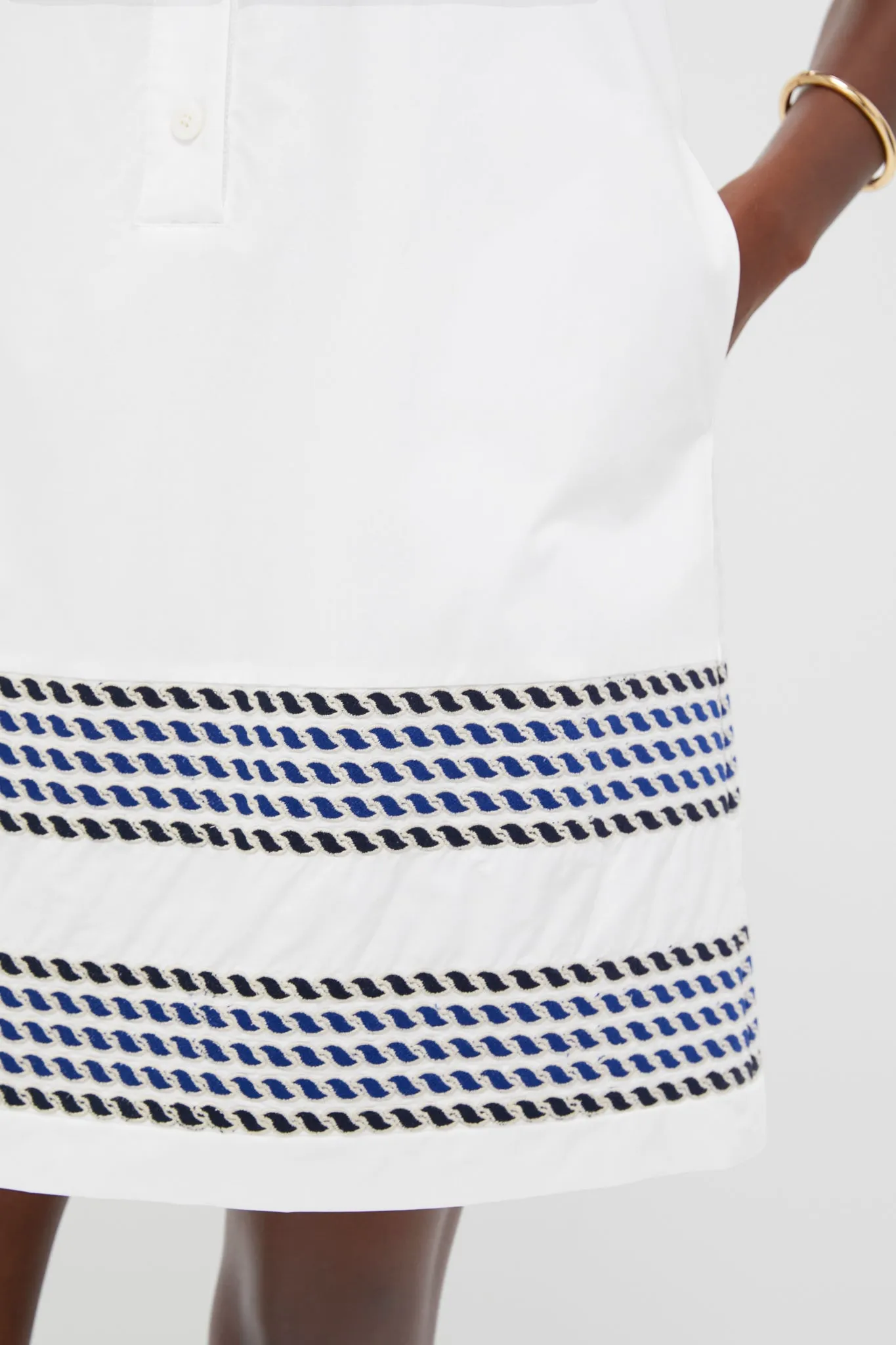 White High Tide Embroidered Stripe Sleeveless Collier Dress sold by Tuckernuck product image thumbnail 5