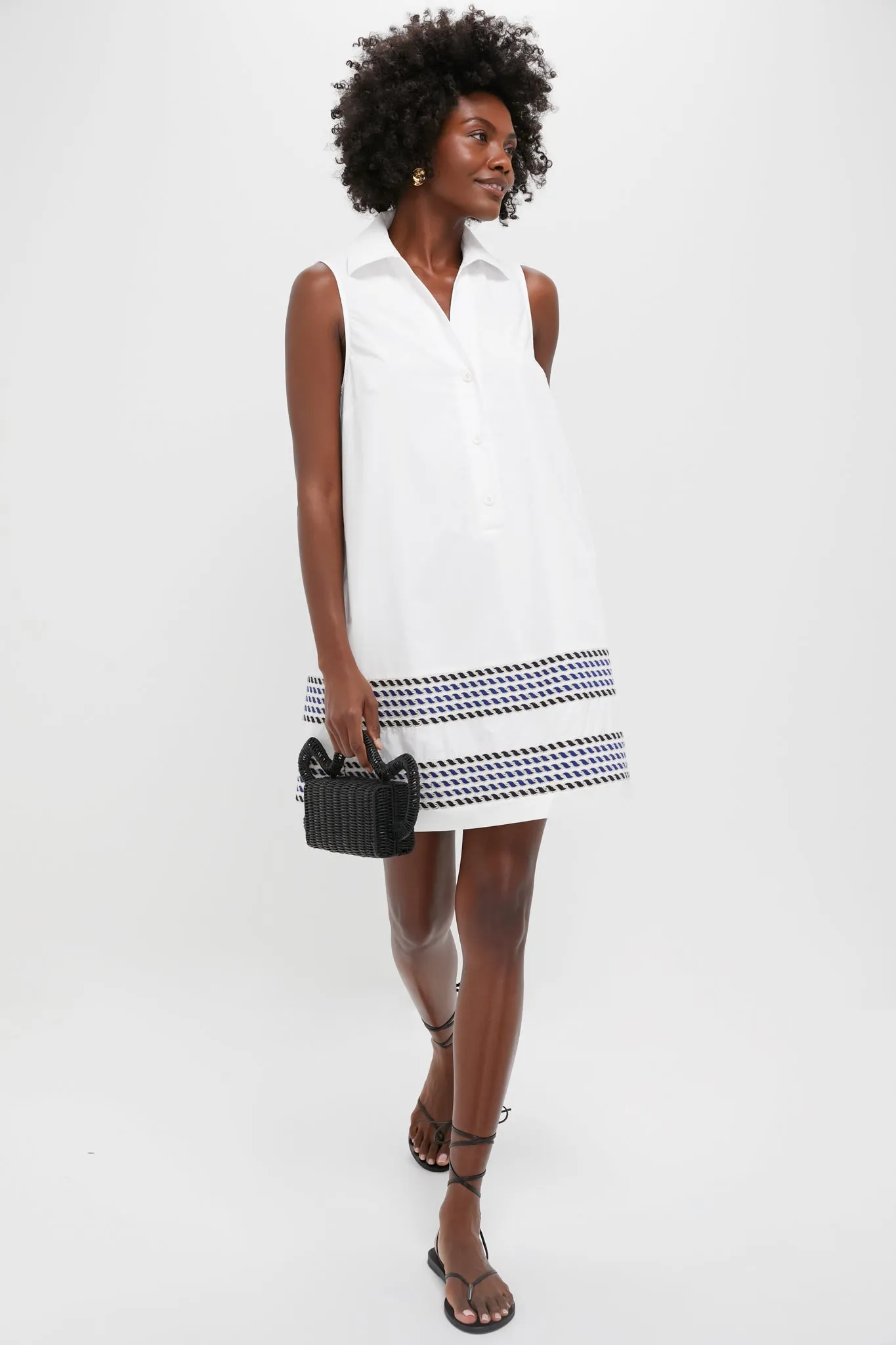 White High Tide Embroidered Stripe Sleeveless Collier Dress sold by Tuckernuck product image thumbnail 2