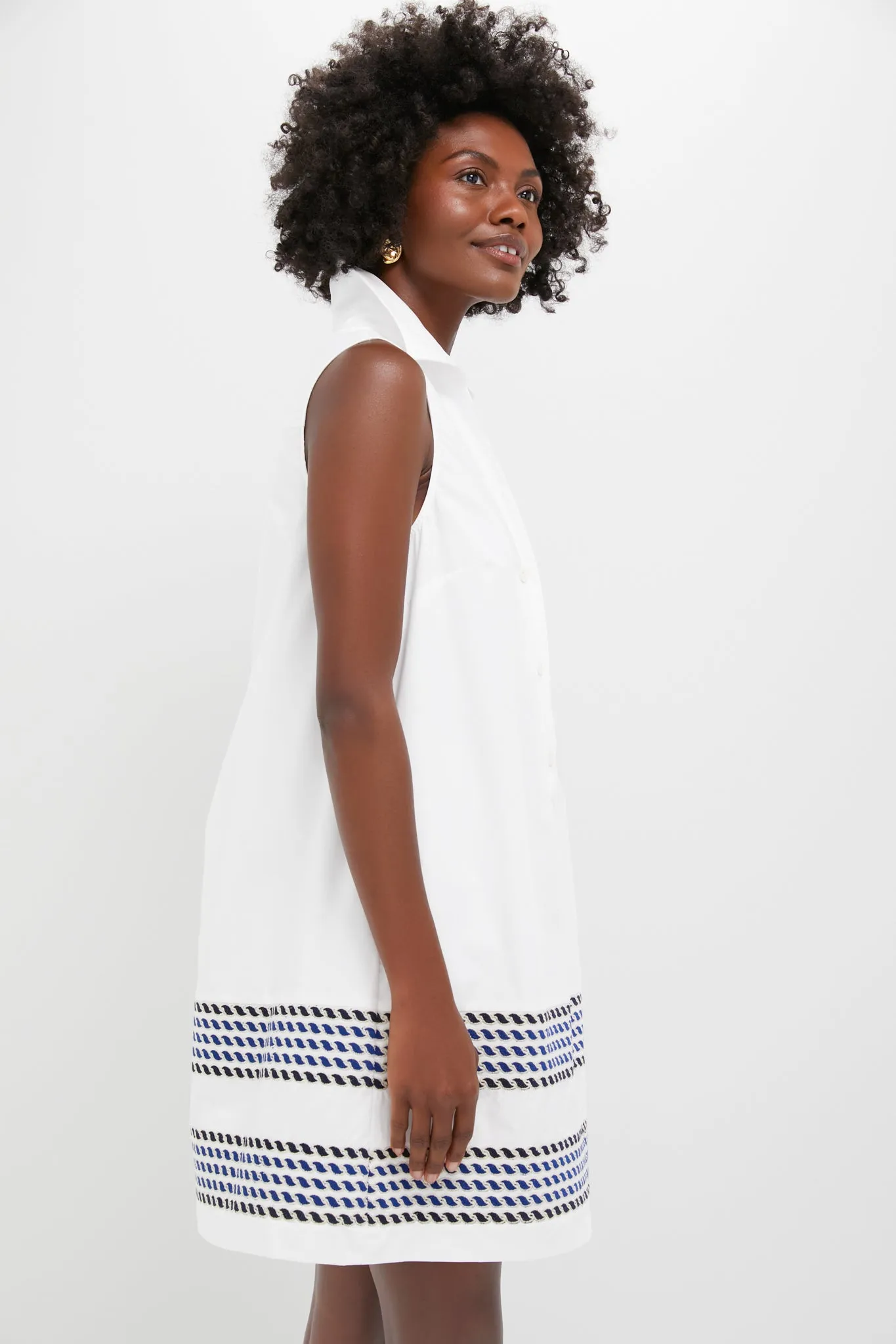 White High Tide Embroidered Stripe Sleeveless Collier Dress sold by Tuckernuck product image thumbnail 3