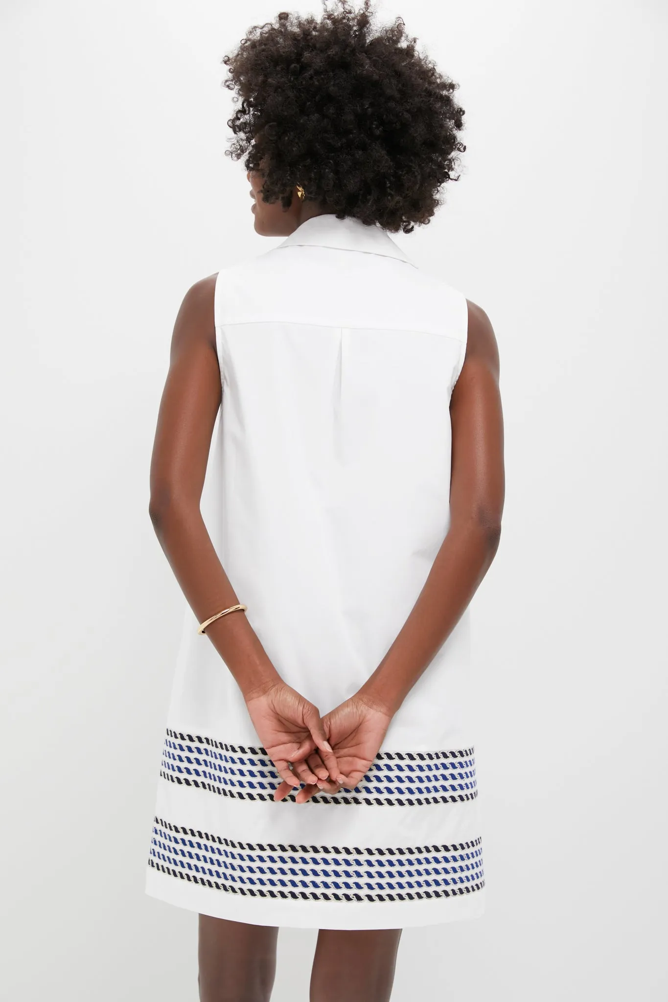 White High Tide Embroidered Stripe Sleeveless Collier Dress sold by Tuckernuck product image thumbnail 4