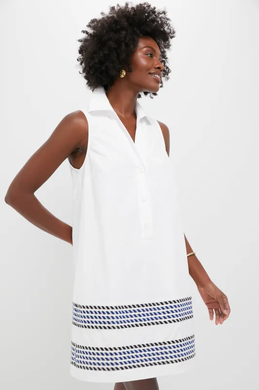 White High Tide Embroidered Stripe Sleeveless Collier Dress sold by Tuckernuck