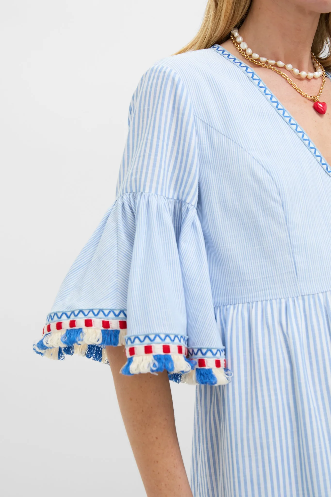 Chambray Stripe Fringe Ginger Dress sold by Tuckernuck product image thumbnail 5
