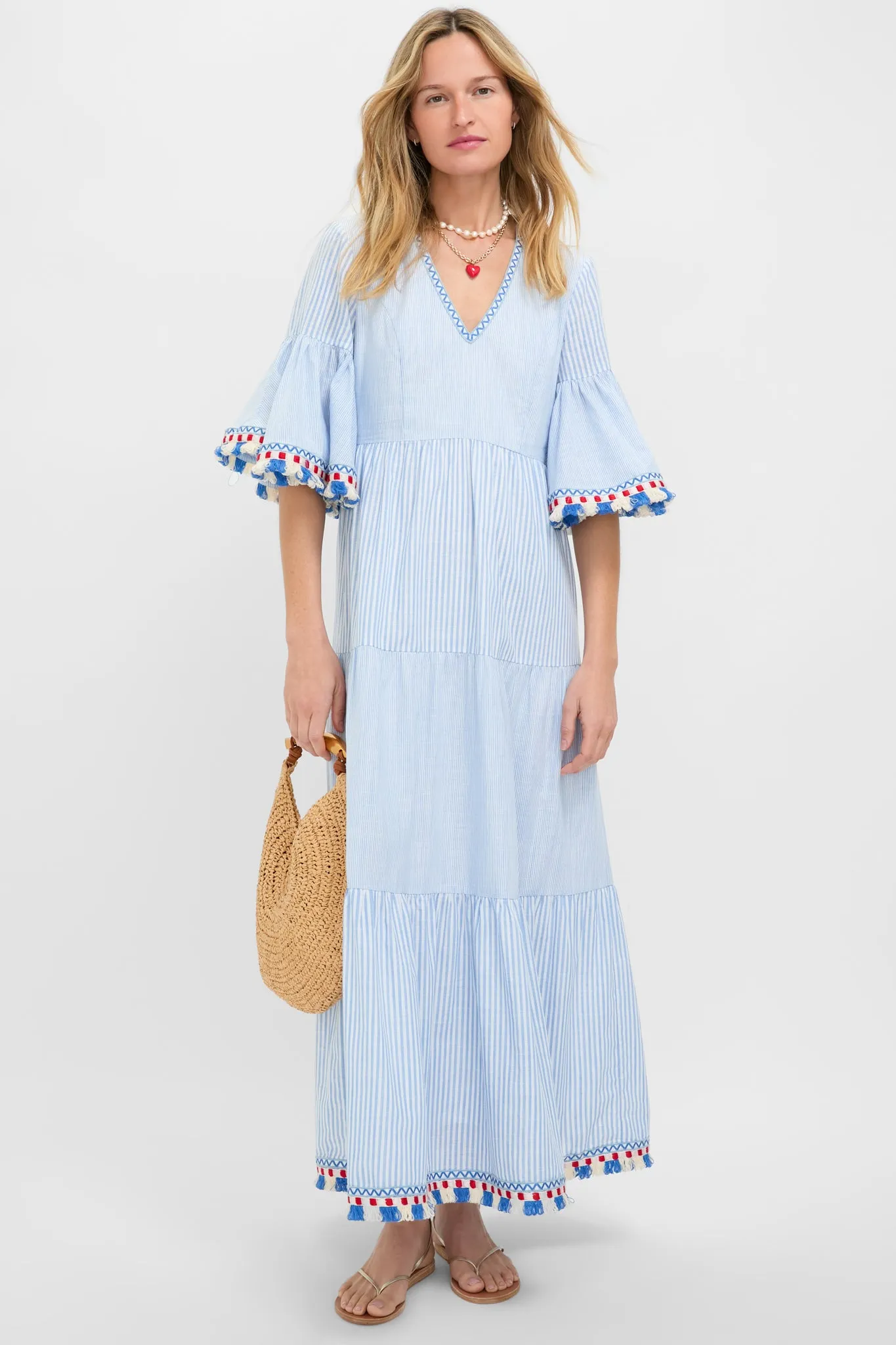 Chambray Stripe Fringe Ginger Dress sold by Tuckernuck product image thumbnail 2