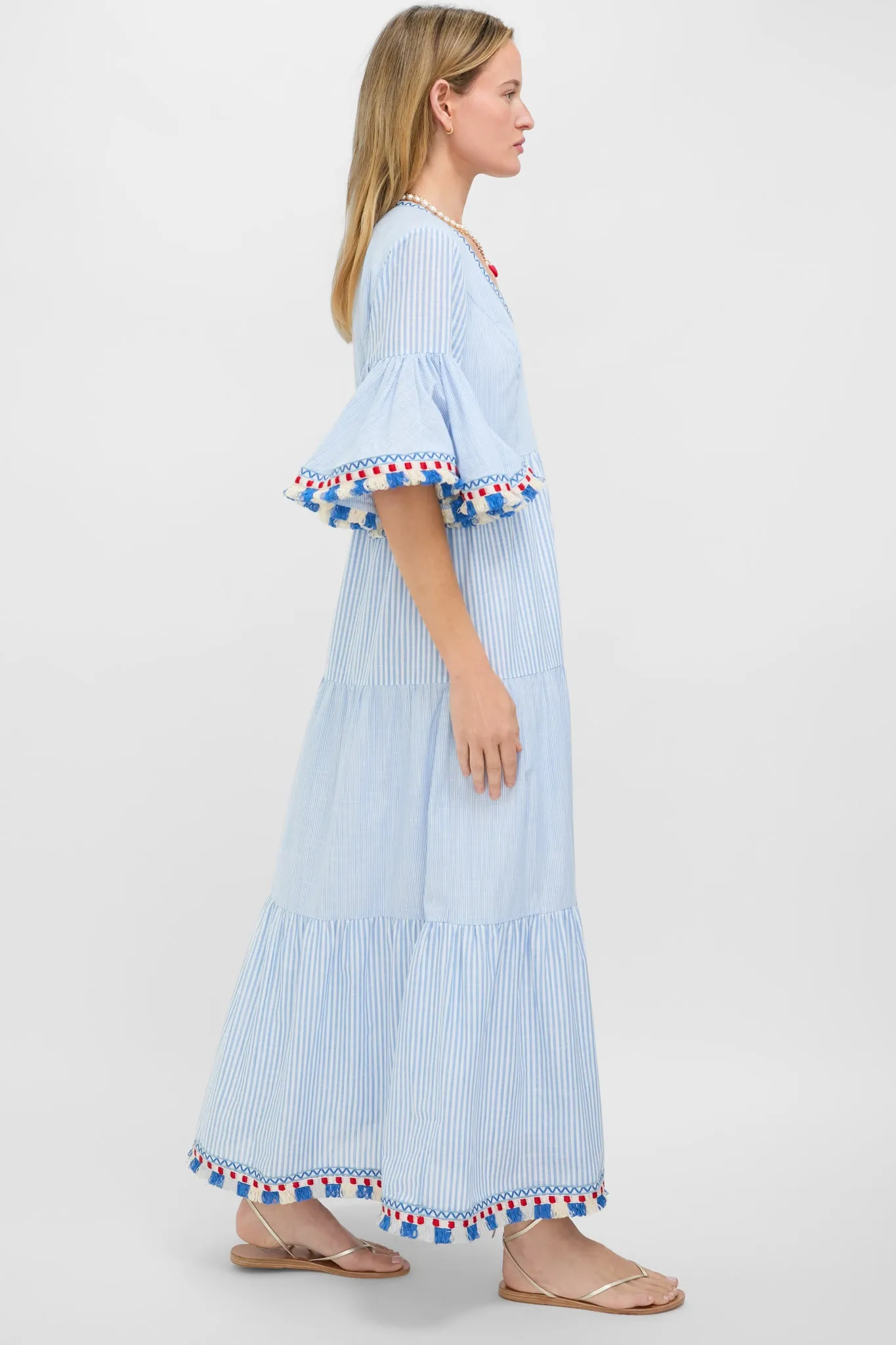 Chambray Stripe Fringe Ginger Dress sold by Tuckernuck product image thumbnail 3