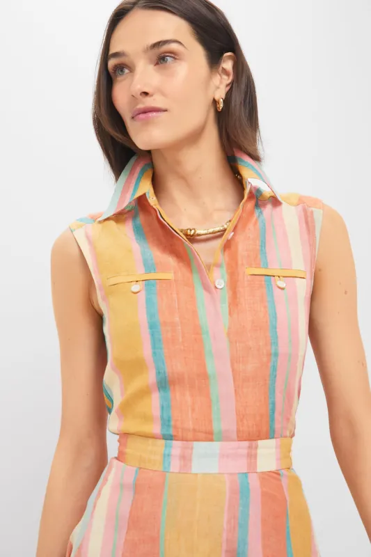 Multi Rainbow Stripes Ylenia Top sold by Tuckernuck