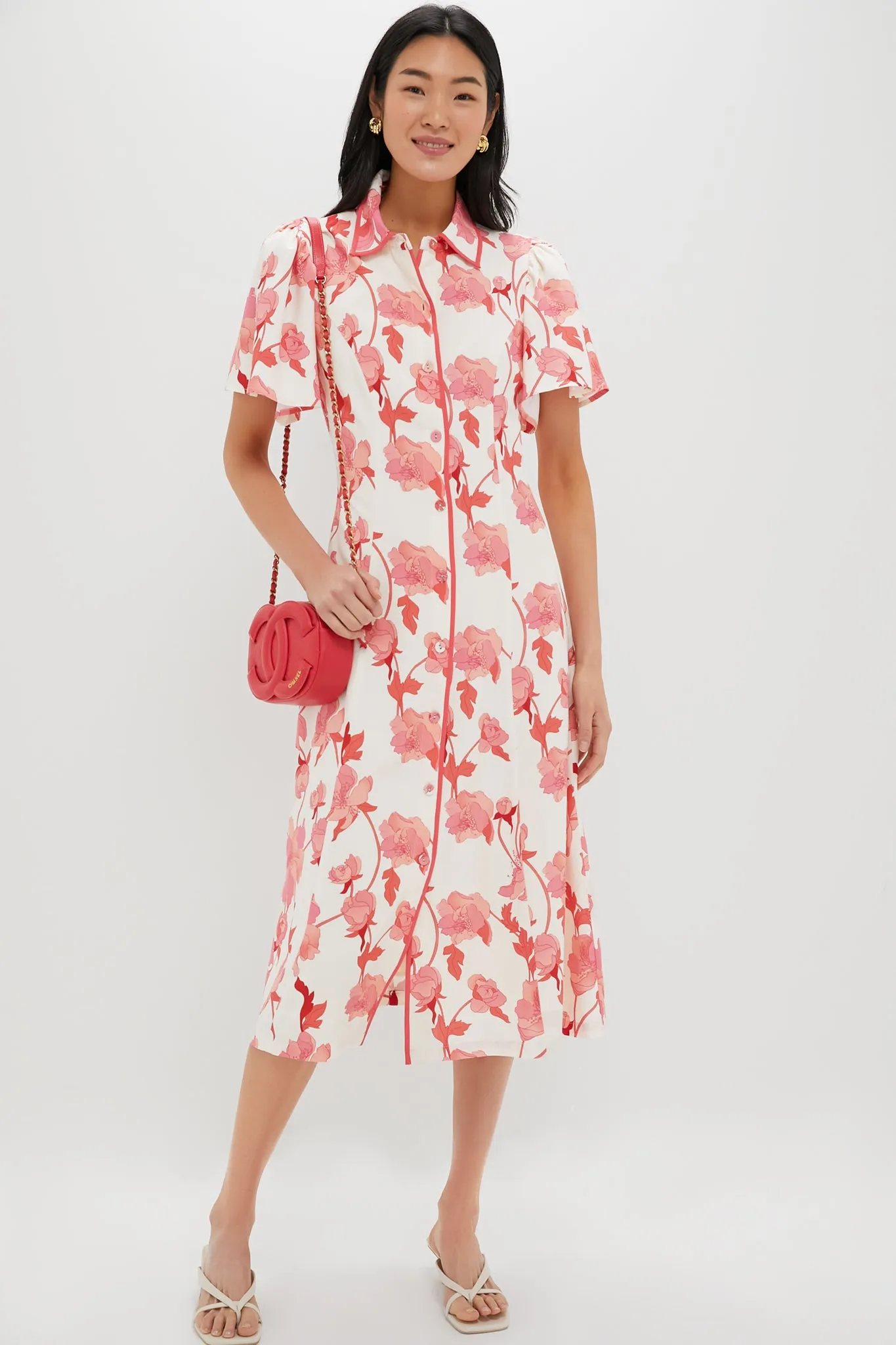 Coral Multi Floral Peppa Midi Dress sold by Tuckernuck product image thumbnail 2