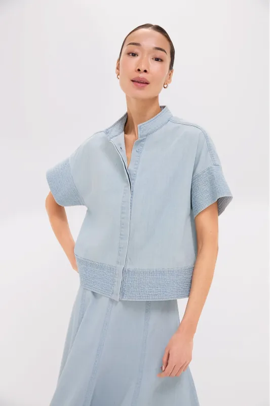 Light Wash Denim Trapunto Stitch Sofia Shirt sold by Tuckernuck