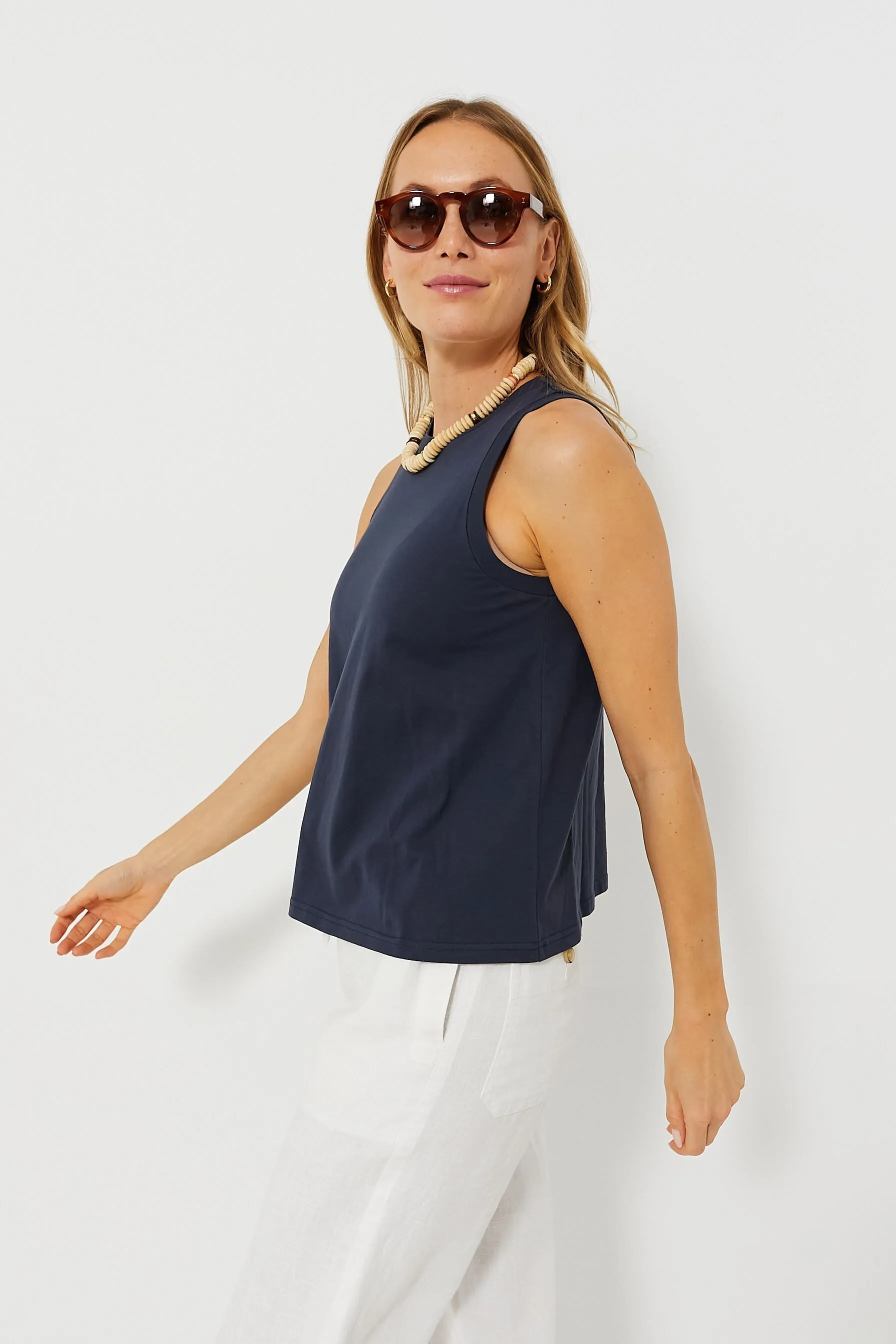 Navy Anthos Cotton Tank sold by Tuckernuck product image thumbnail 3
