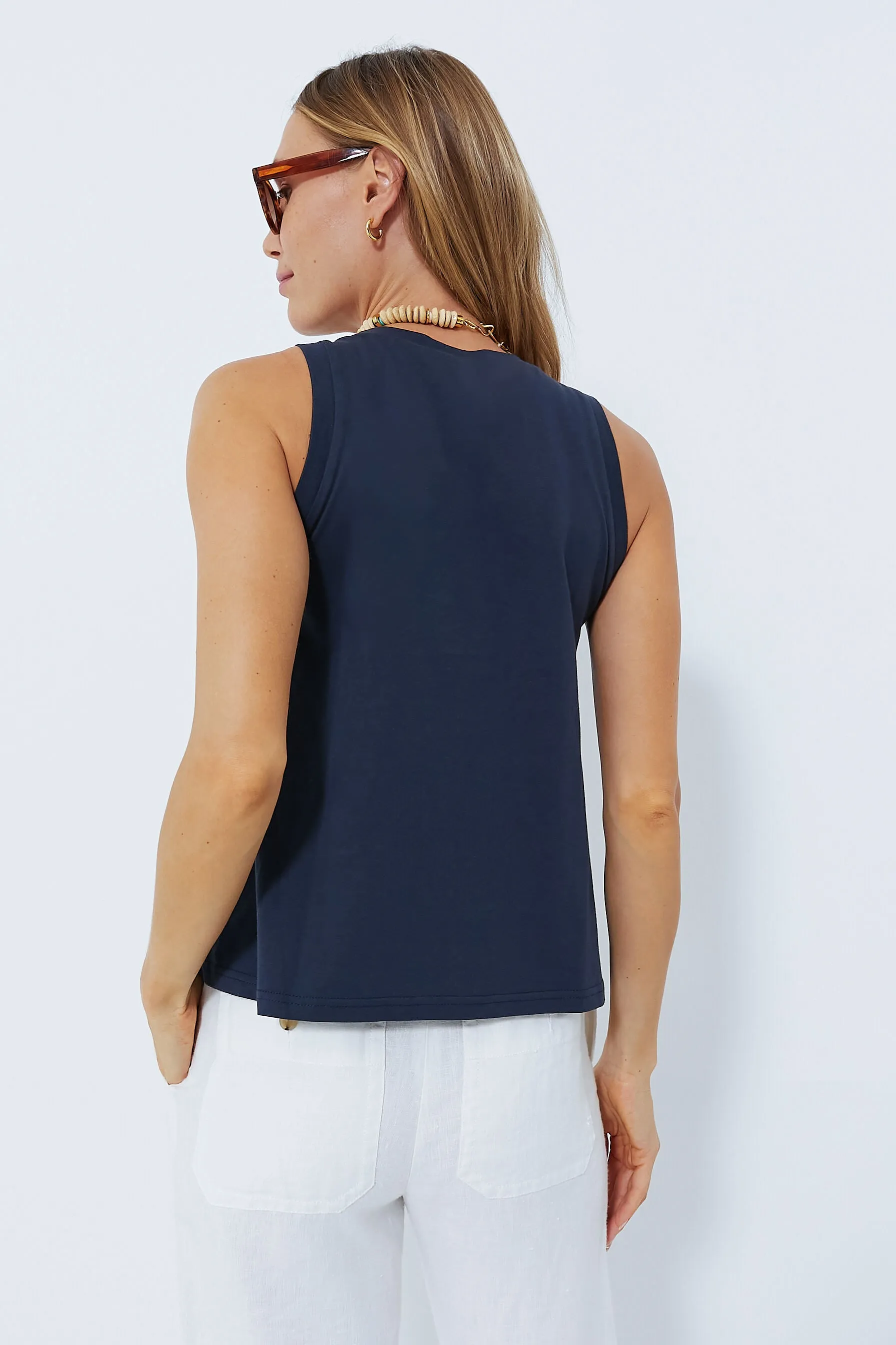 Navy Anthos Cotton Tank sold by Tuckernuck product image thumbnail 4