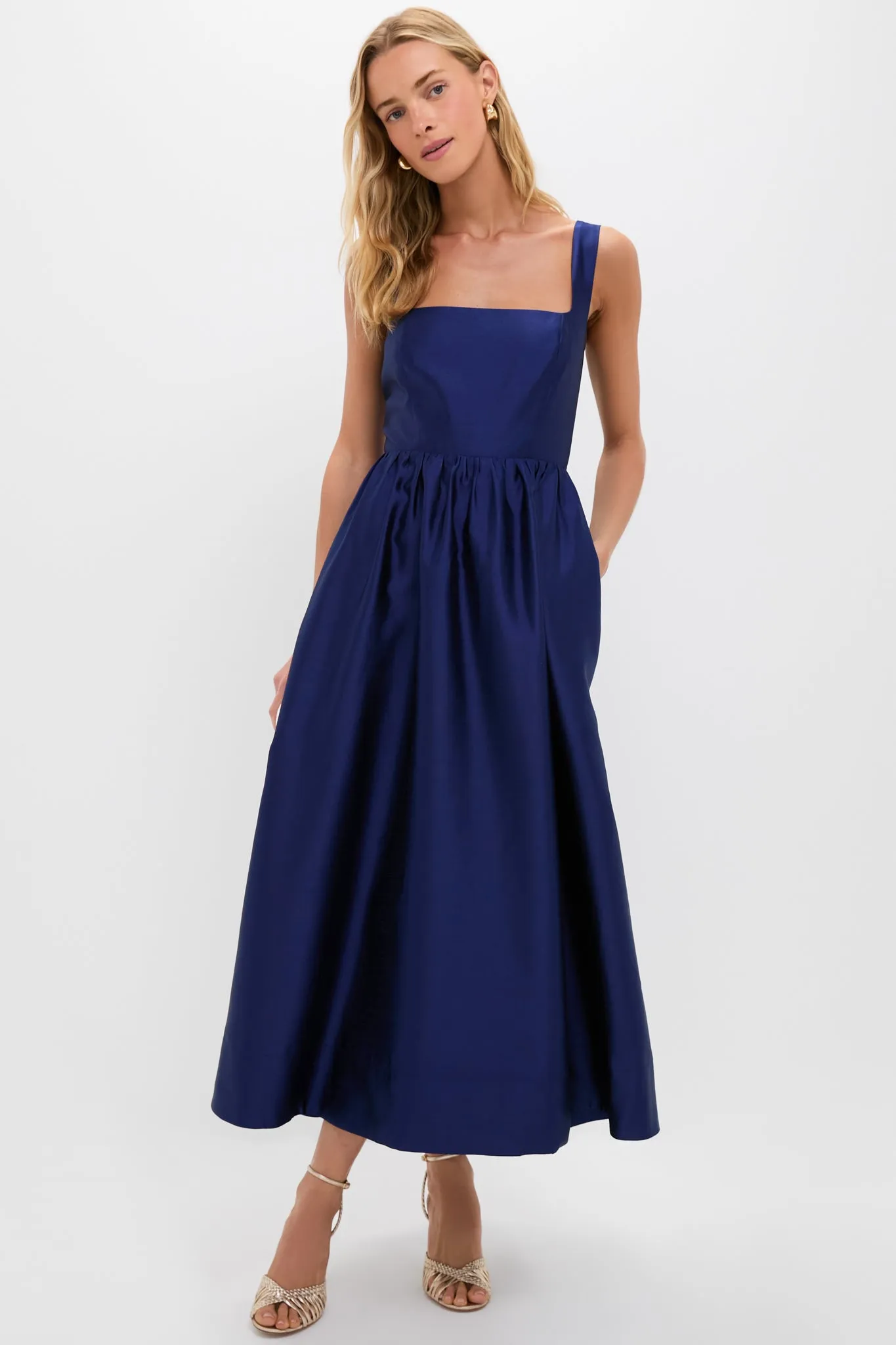 green dupioni esme dress Pewter Blue Dupioni Esme Dress main image 0