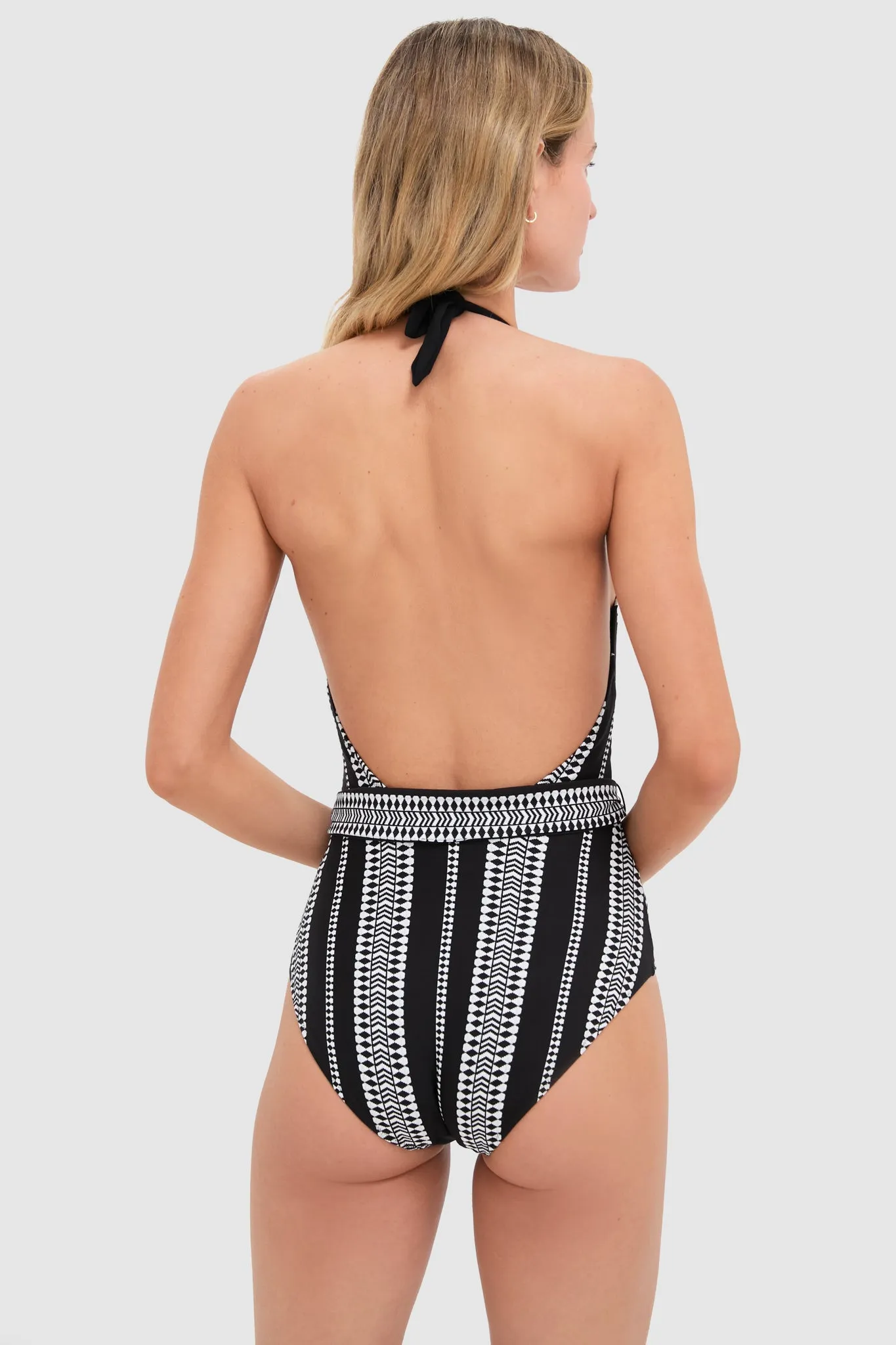 Black Luchia Deep V Belted One Piece sold by Tuckernuck product image thumbnail 4