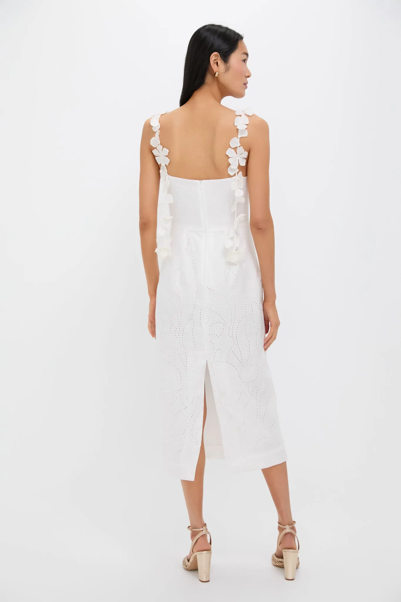 Off White Petalos Embroidered Midi Dress sold by Tuckernuck product image thumbnail 5