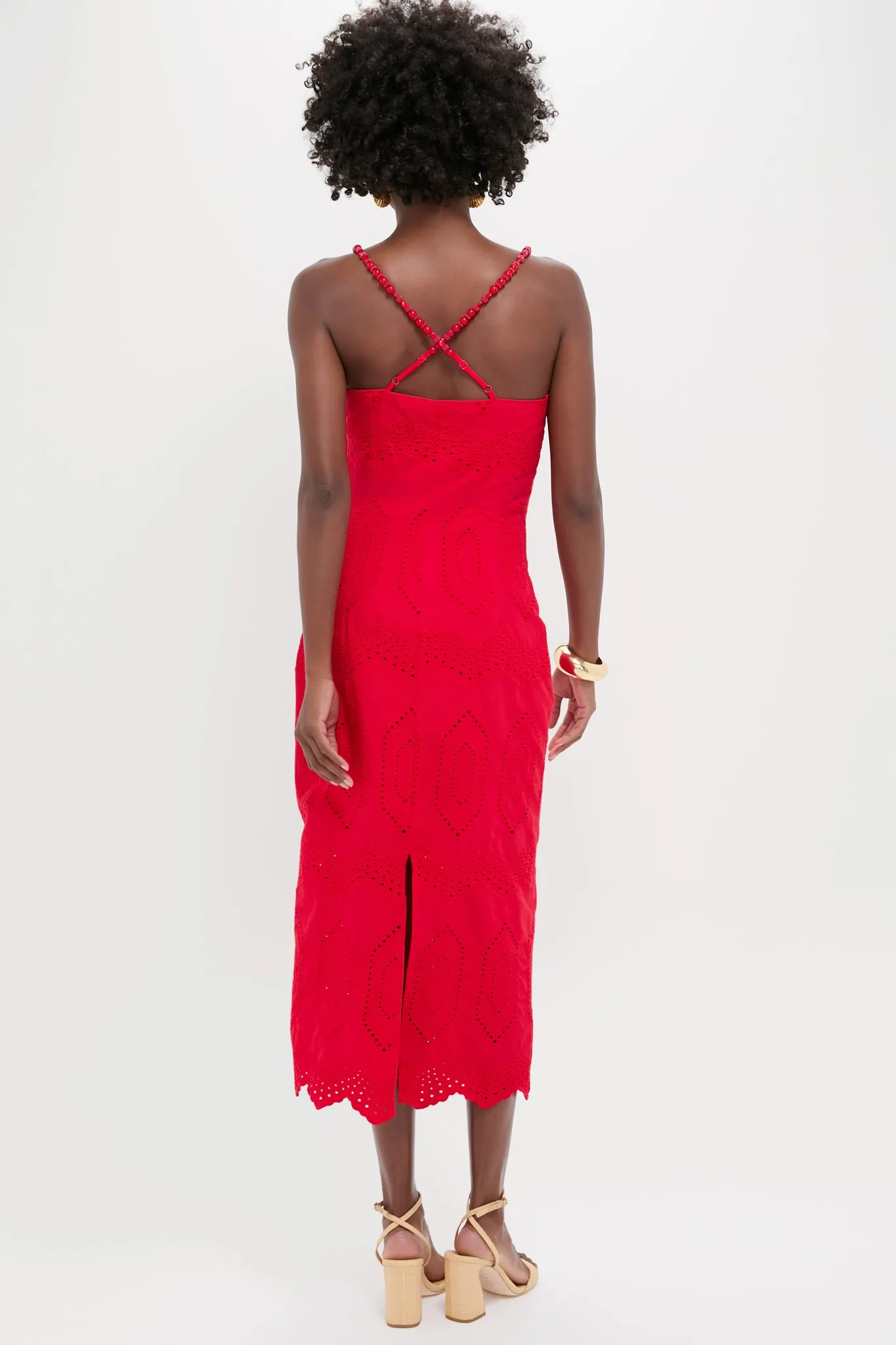 Red Eyelet Beaded Strap Midi Ibiza Dress sold by Tuckernuck product image thumbnail 5