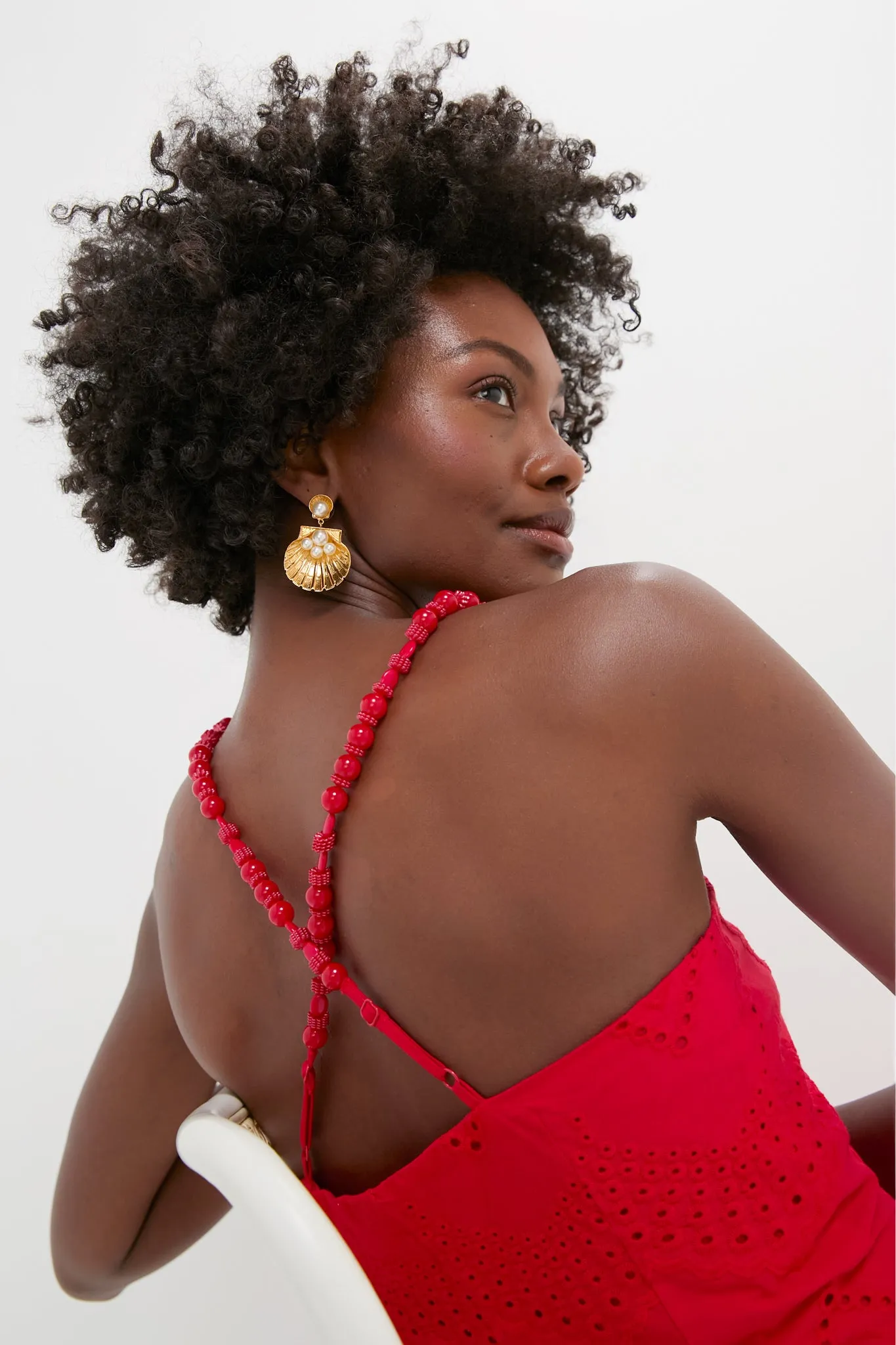 Red Eyelet Beaded Strap Midi Ibiza Dress sold by Tuckernuck product image thumbnail 2
