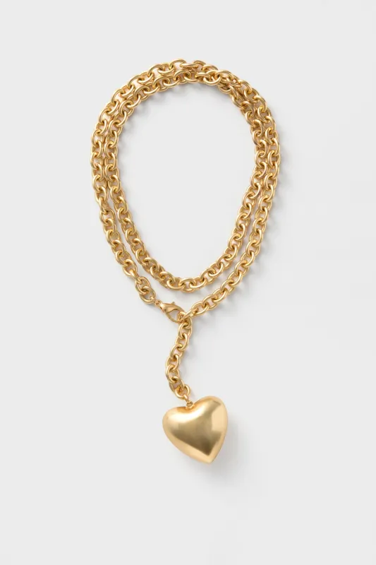 Gold Puffy Heart Necklace sold by Tuckernuck