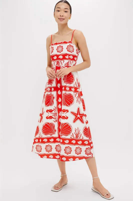 Red Multi Shell Midi Dress sold by Tuckernuck