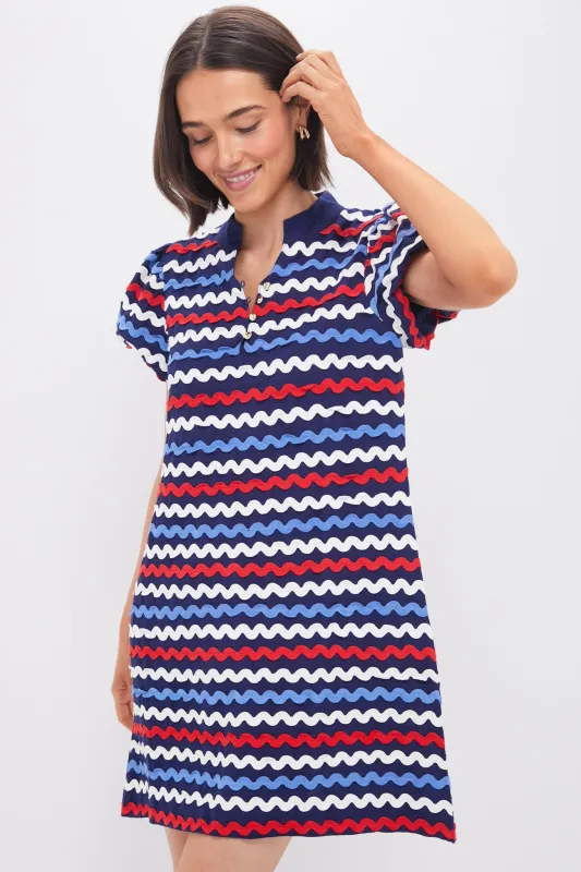 Navy Multi Ric-Rac Button Front Mini Dress sold by Tuckernuck