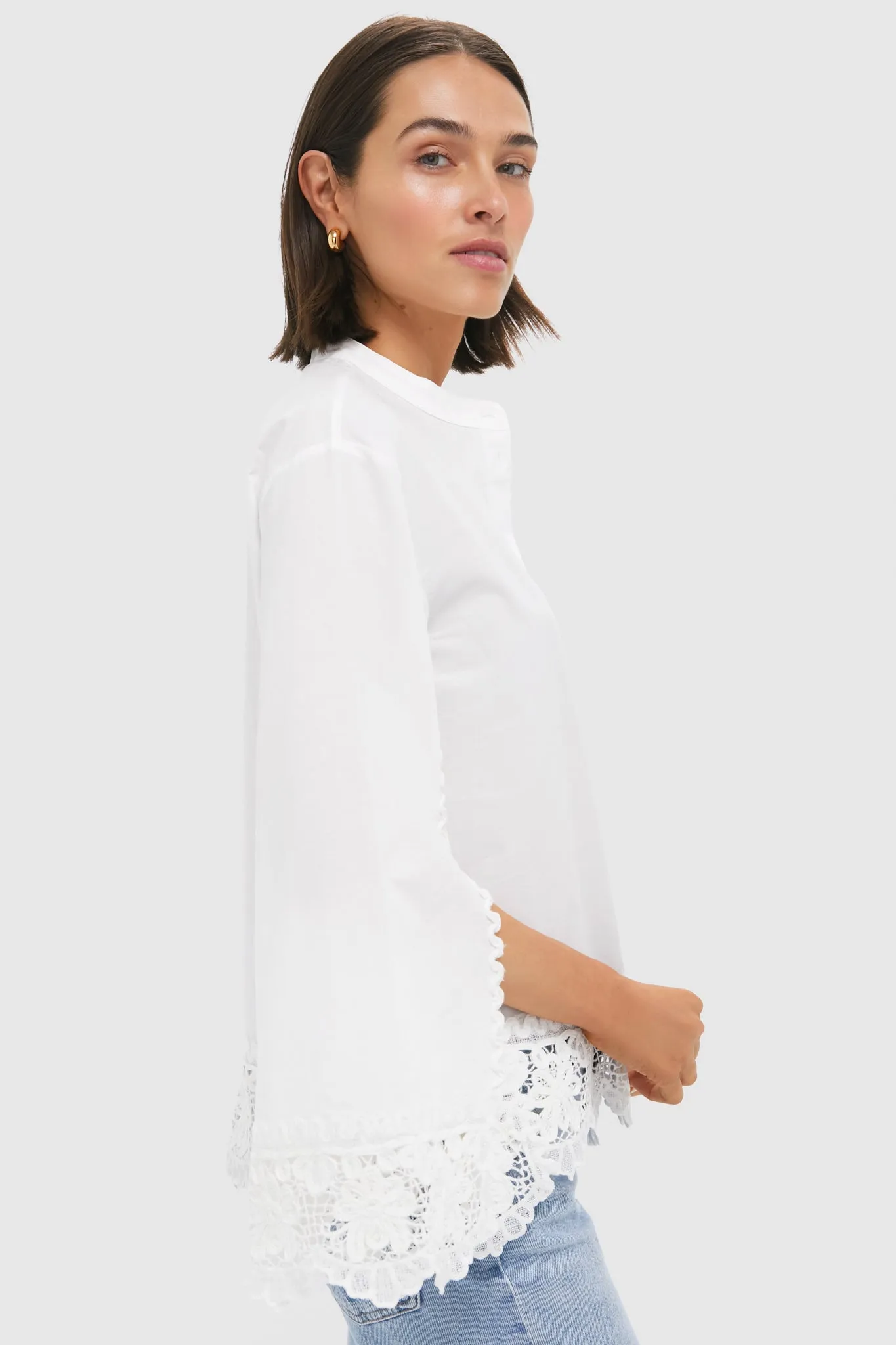 White Iyla Soutache Long Sleeve Blouse sold by Tuckernuck product image thumbnail 3